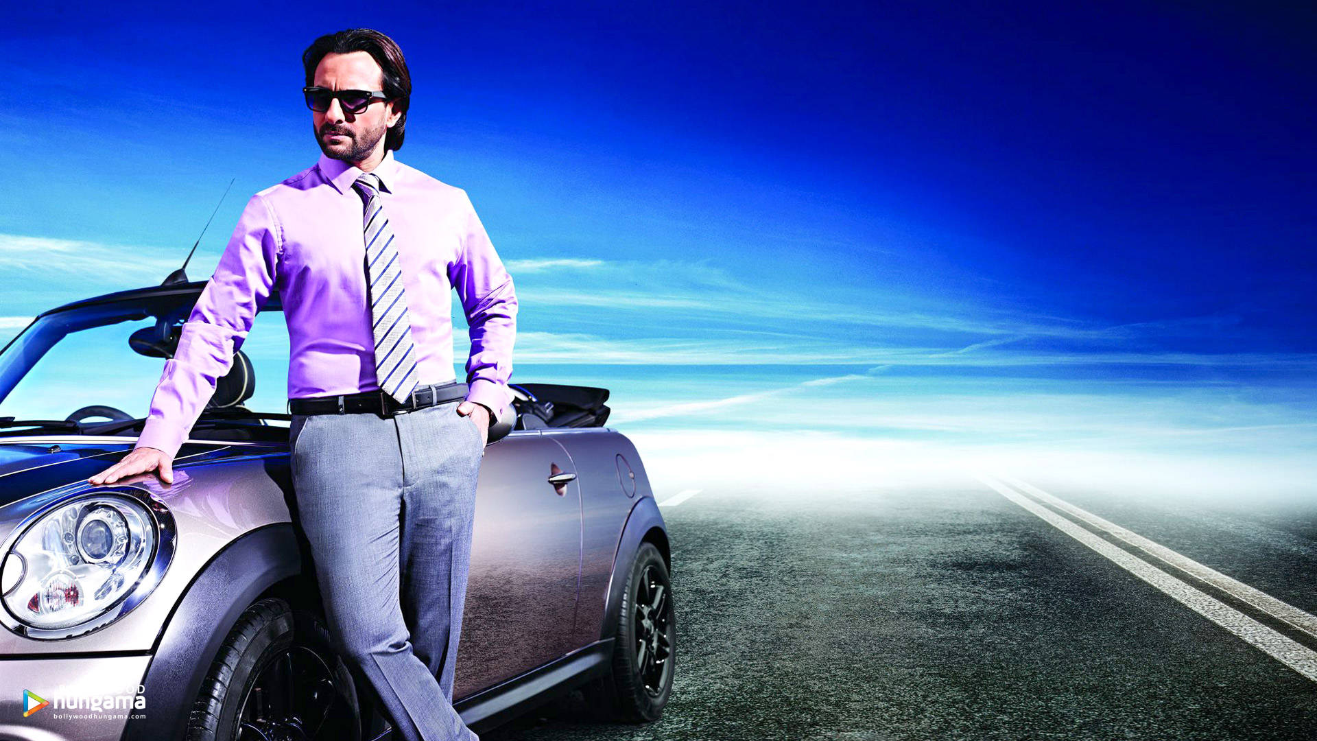 Saif Ali Khan, purple shirt, tie, Full HD Desktop Wallpaper