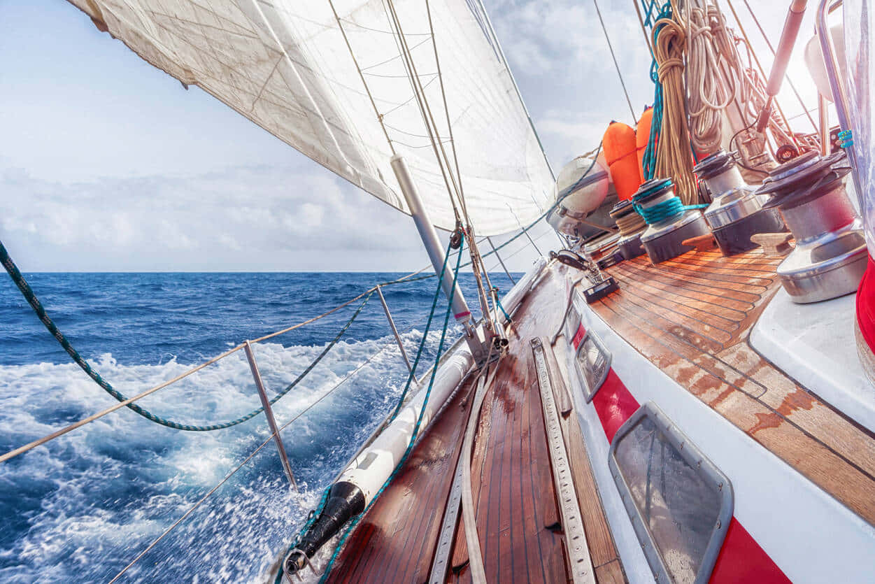 majestic sailboat, vibrant sunset, white sails, SD Desktop Wallpaper