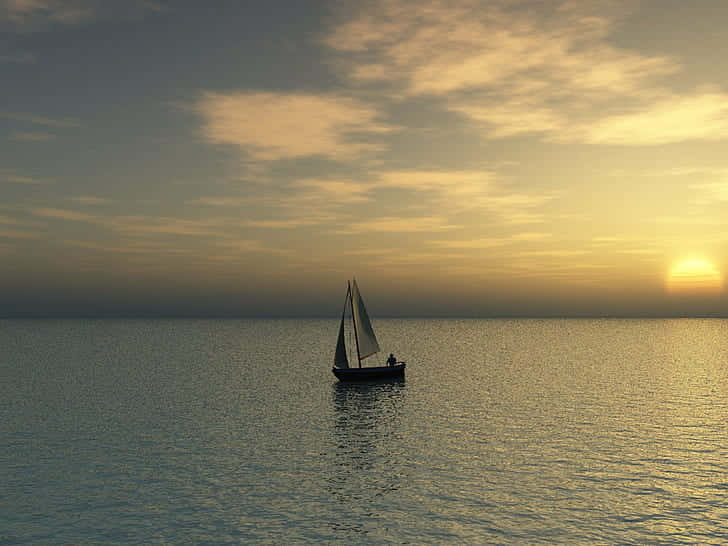 sailboat, calm waters, sunset, SD Desktop Wallpaper