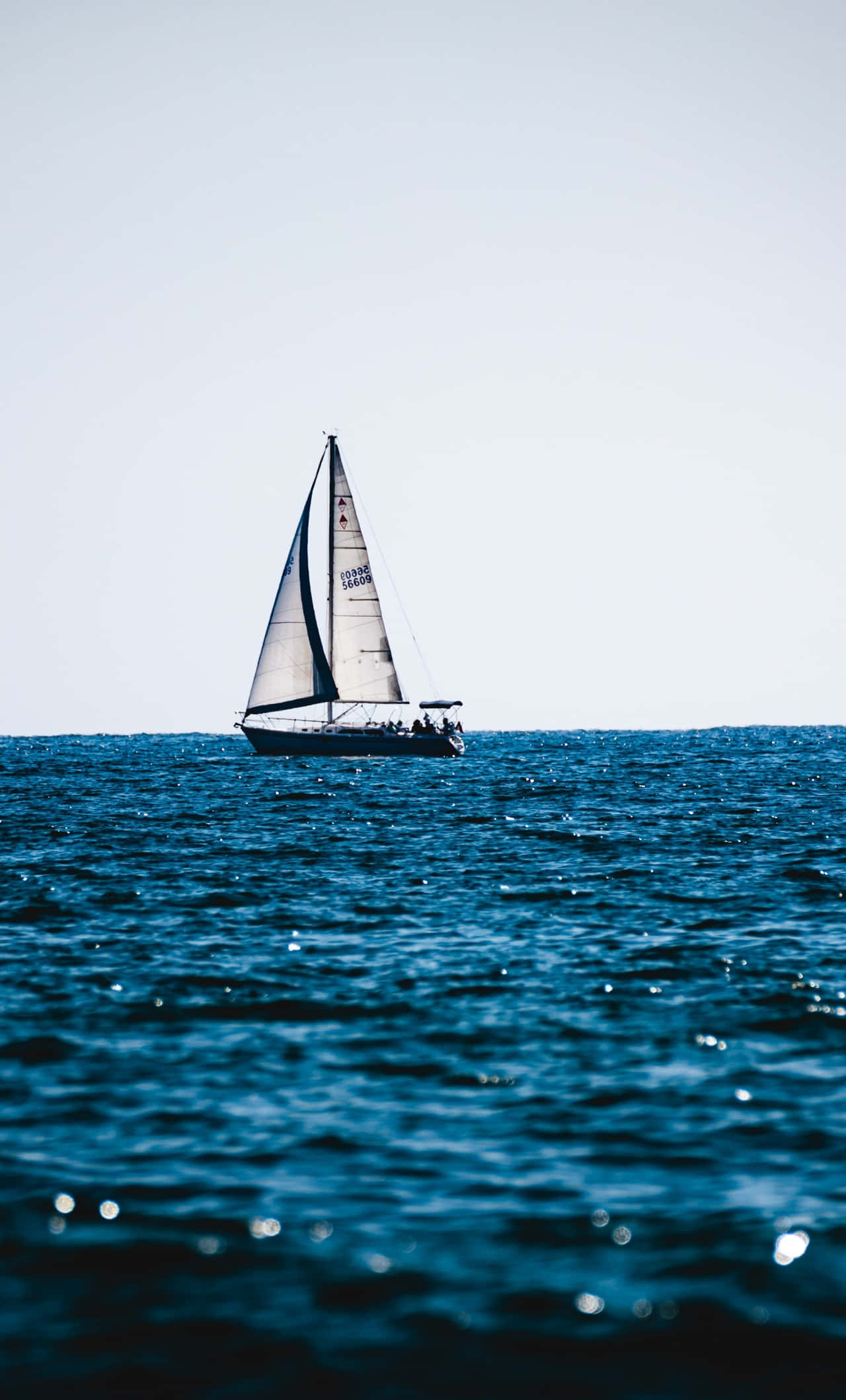 sailboat, sunset, deep blue ocean waves, Full HD Phone Wallpaper