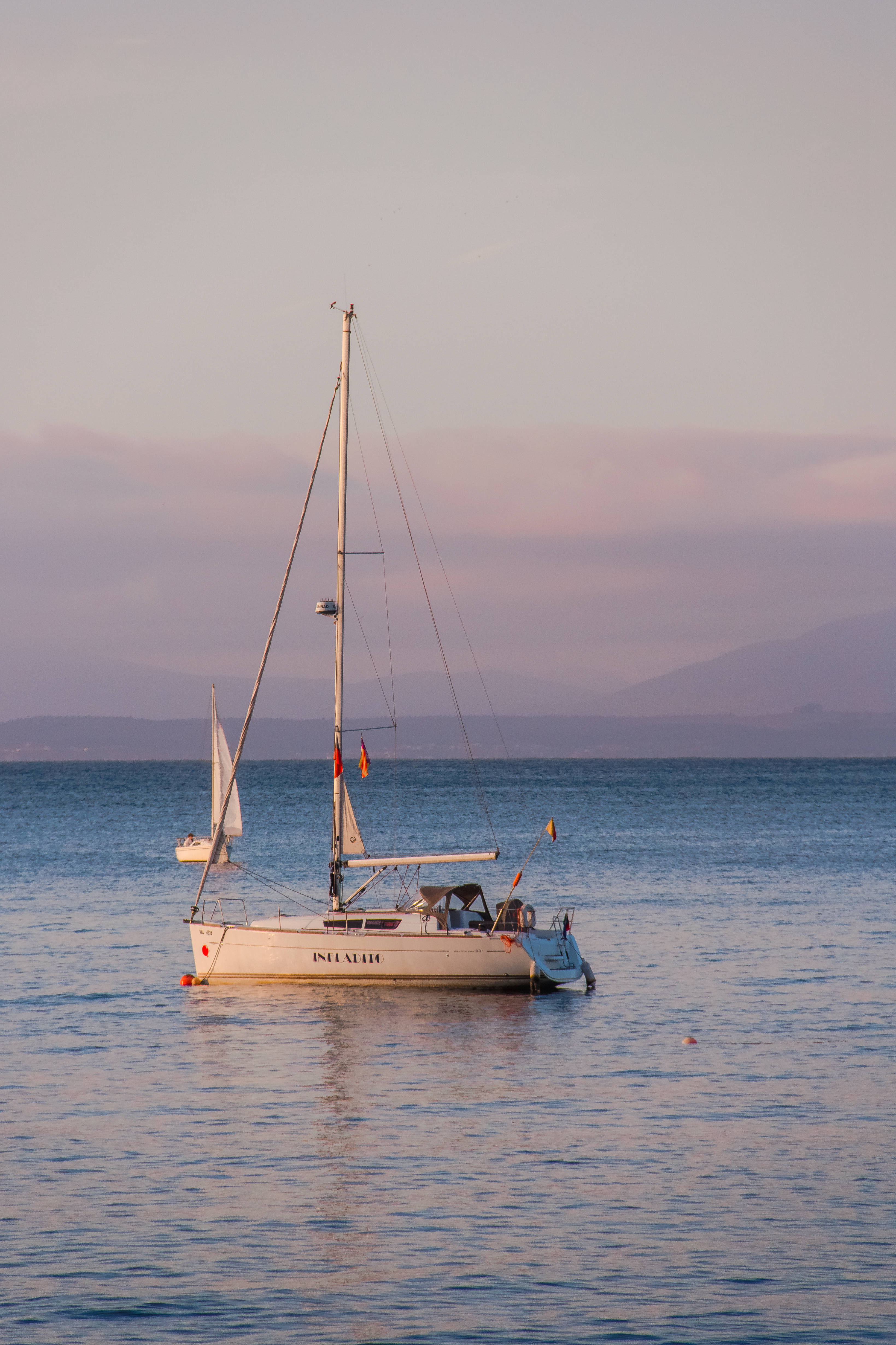 INFAIIE, sailboat, calm blue waters, 4K Phone Wallpaper