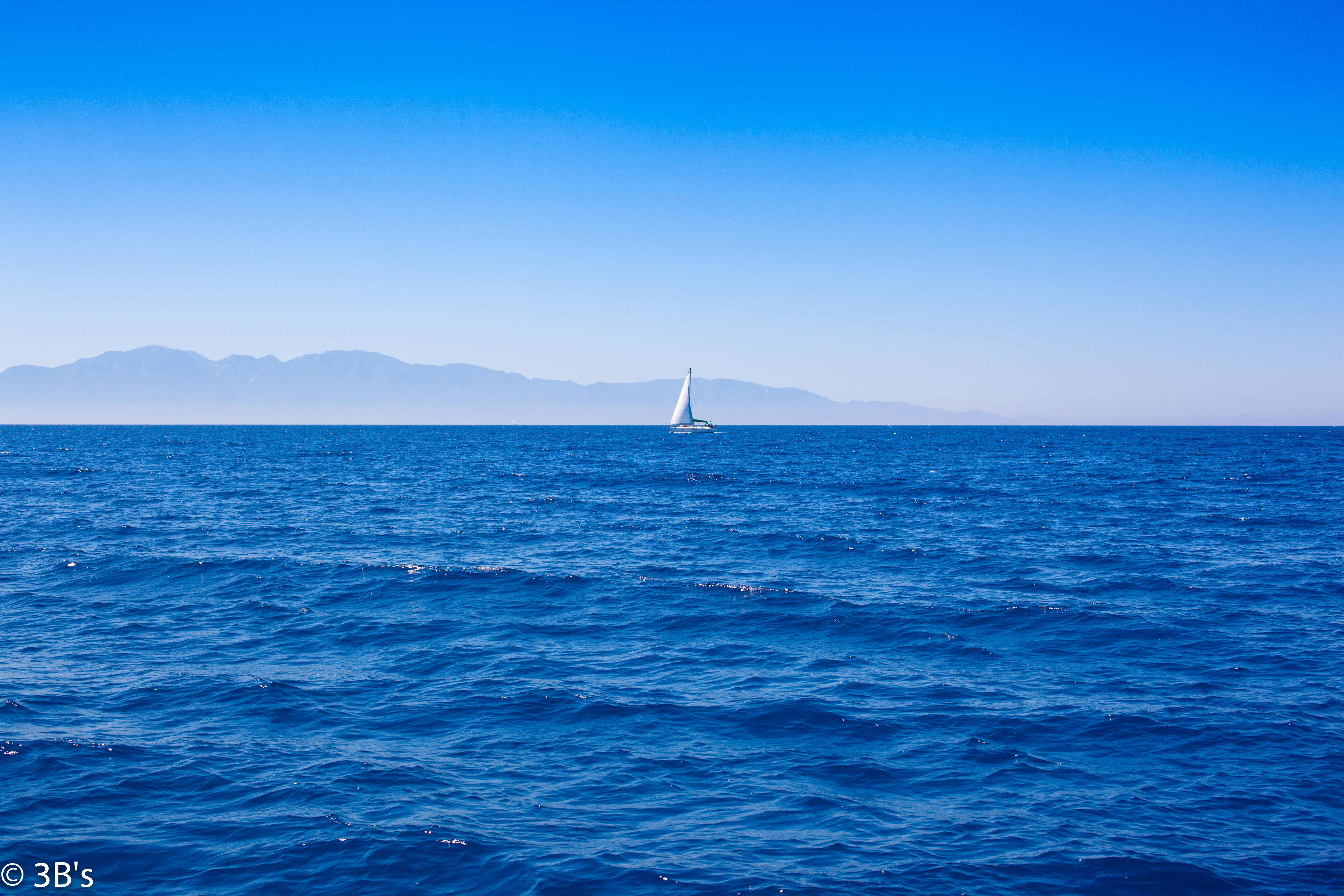 sailing boat, blue waters, deep blue ocean waters, 5K Desktop Wallpaper
