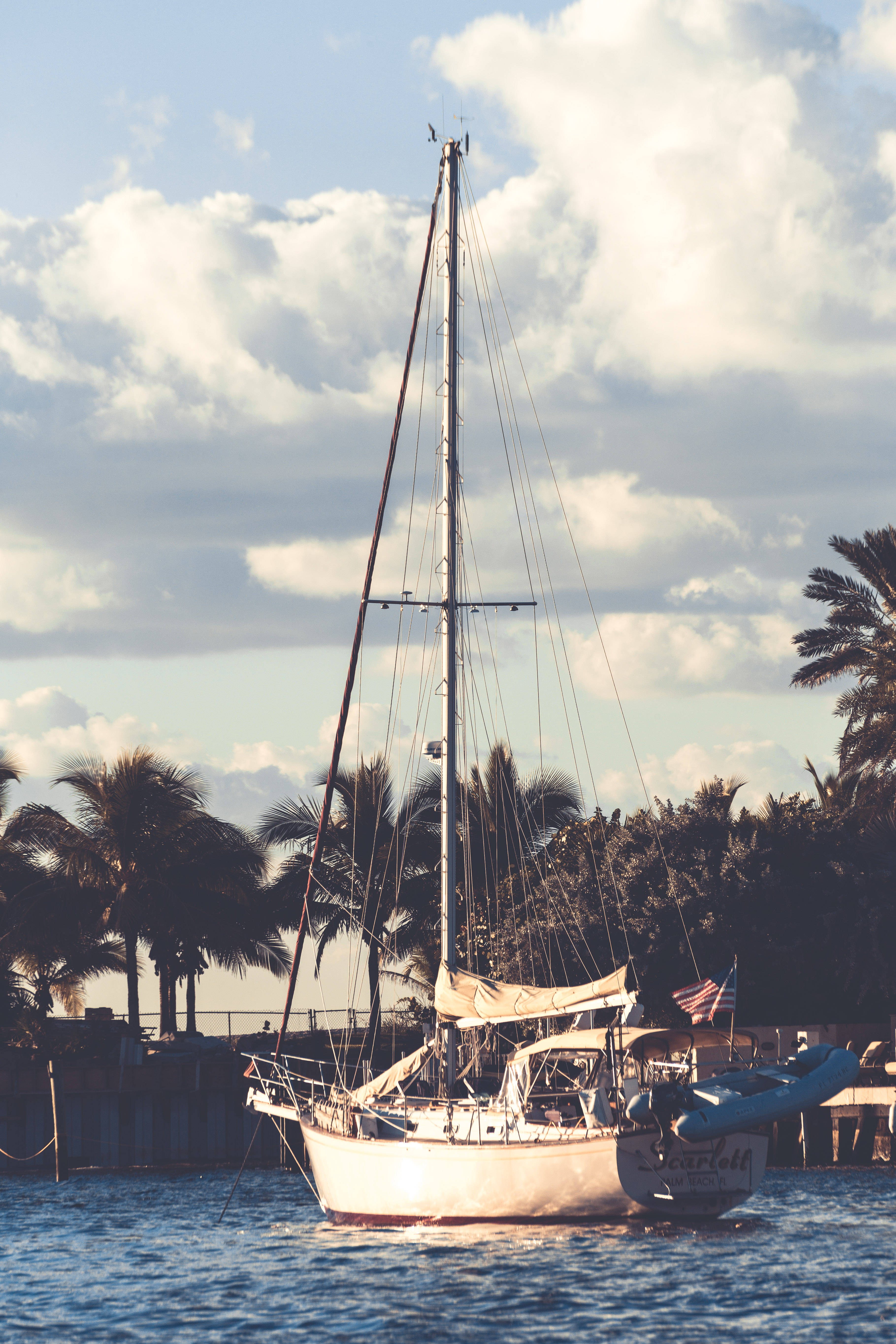 sailing boat, white sailboat, tall mast, 5K Phone Wallpaper