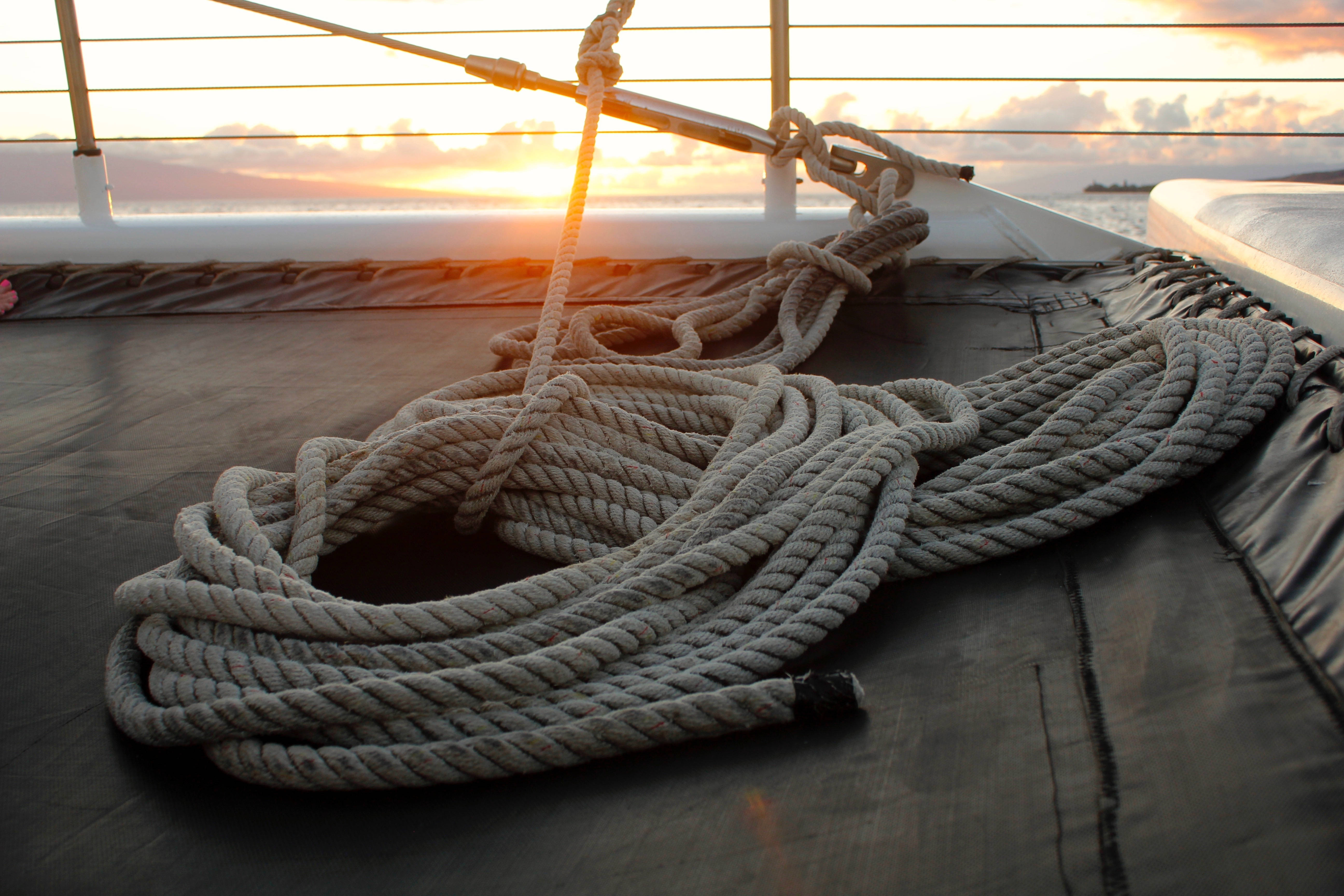 sailing rope, deck, sunset, 5K Desktop Wallpaper