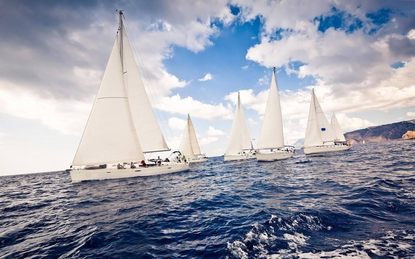 sailing, white yachts, white sails, HD Desktop Wallpaper