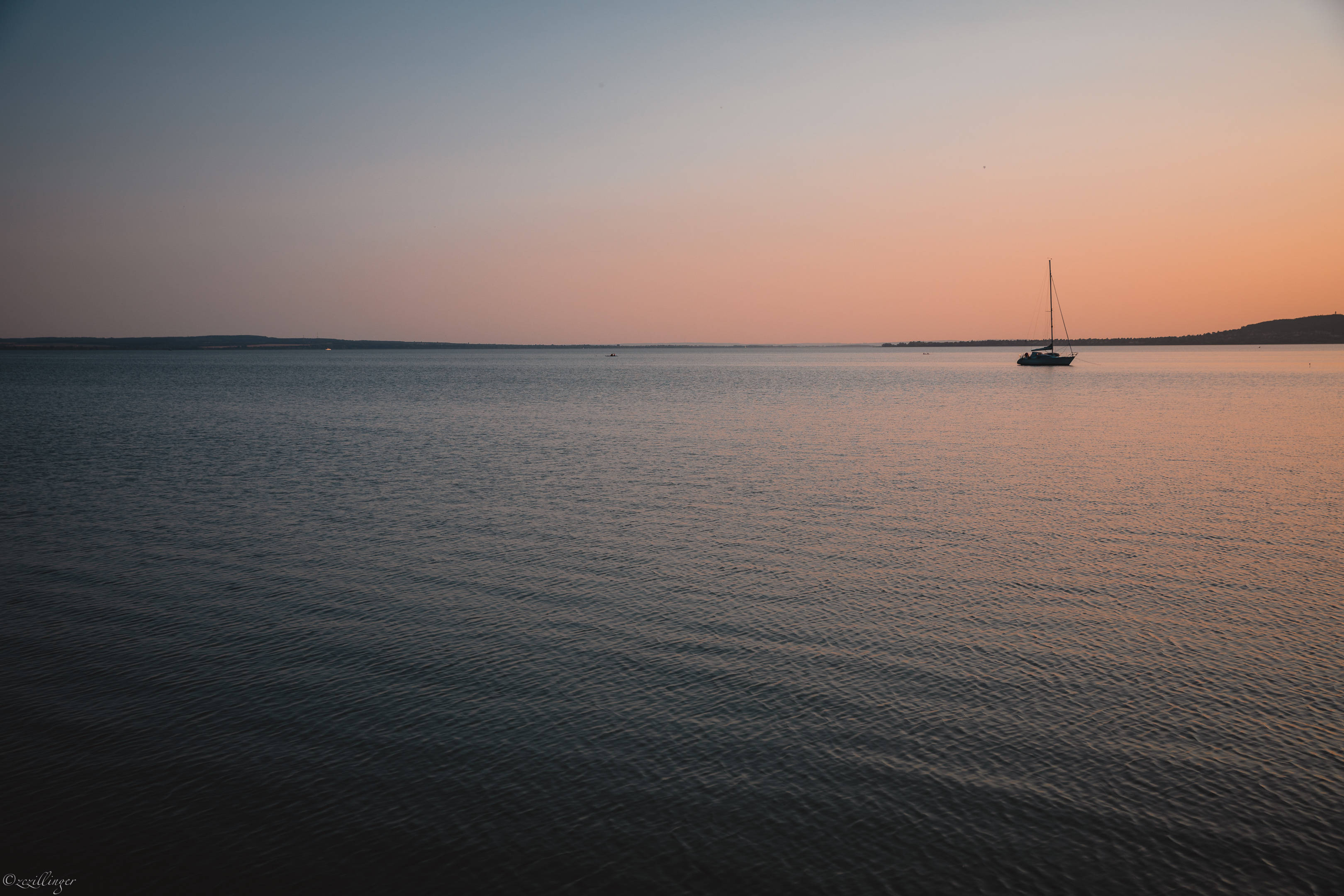 sailboat, calm waters, sunset, 2K Desktop Wallpaper