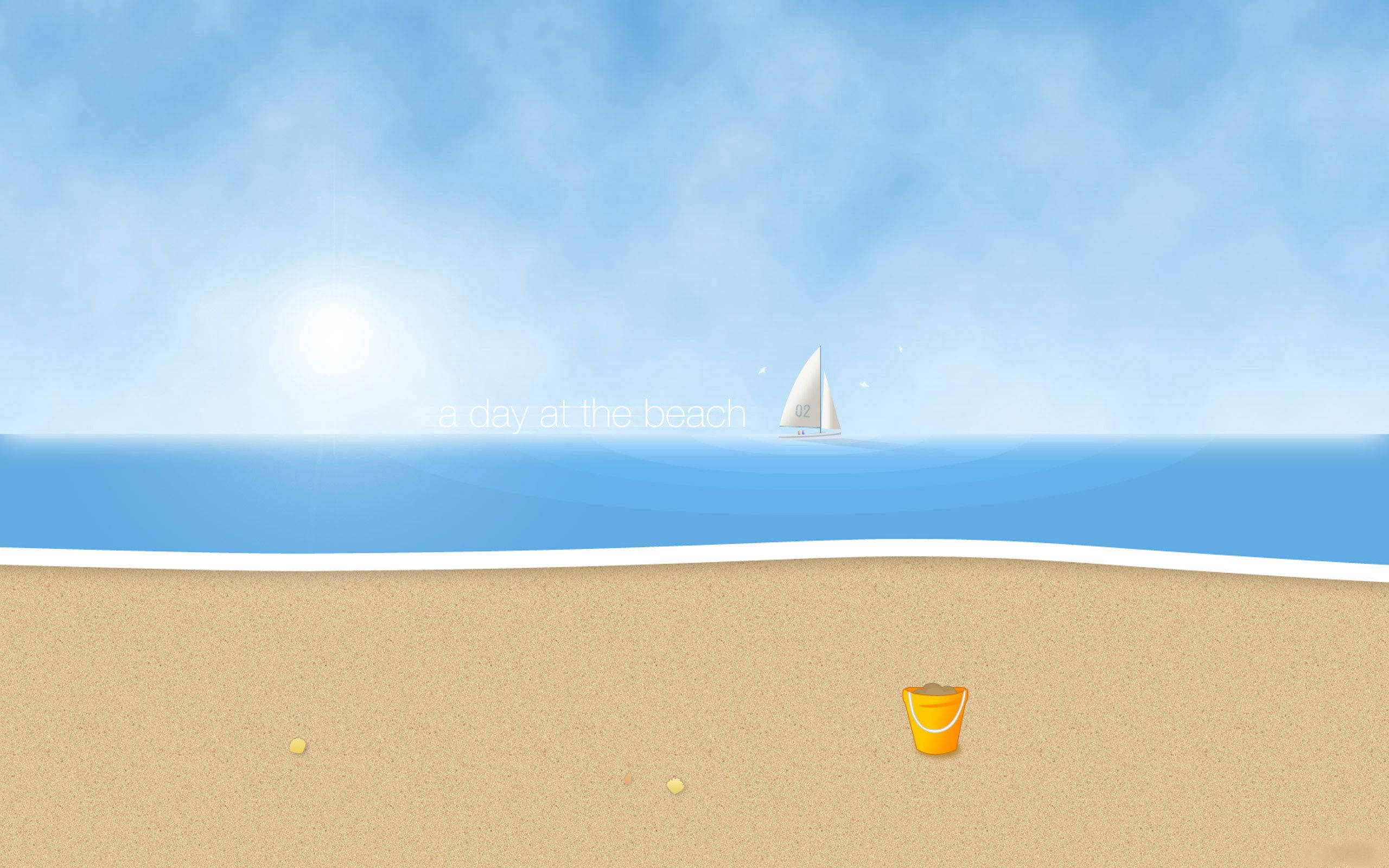 sailboat, yellow bucket, calm blue ocean, 2K Desktop Wallpaper