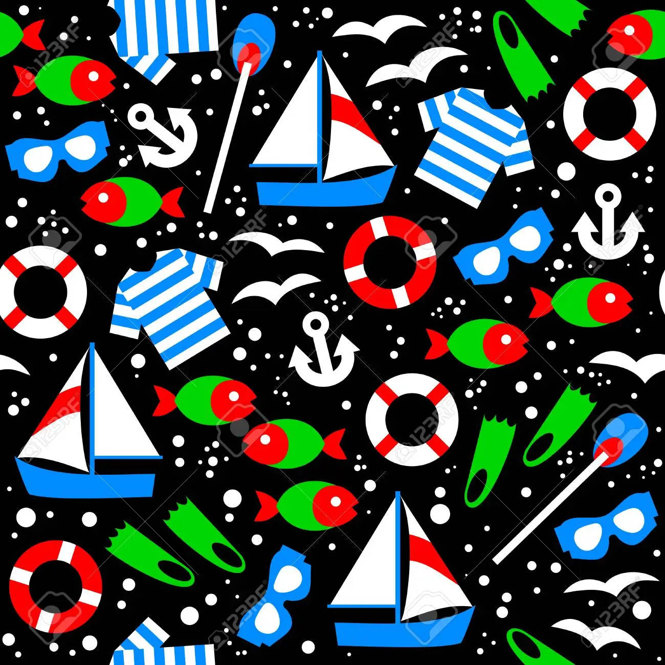 sailboat, fish, anchor, HD Desktop Wallpaper