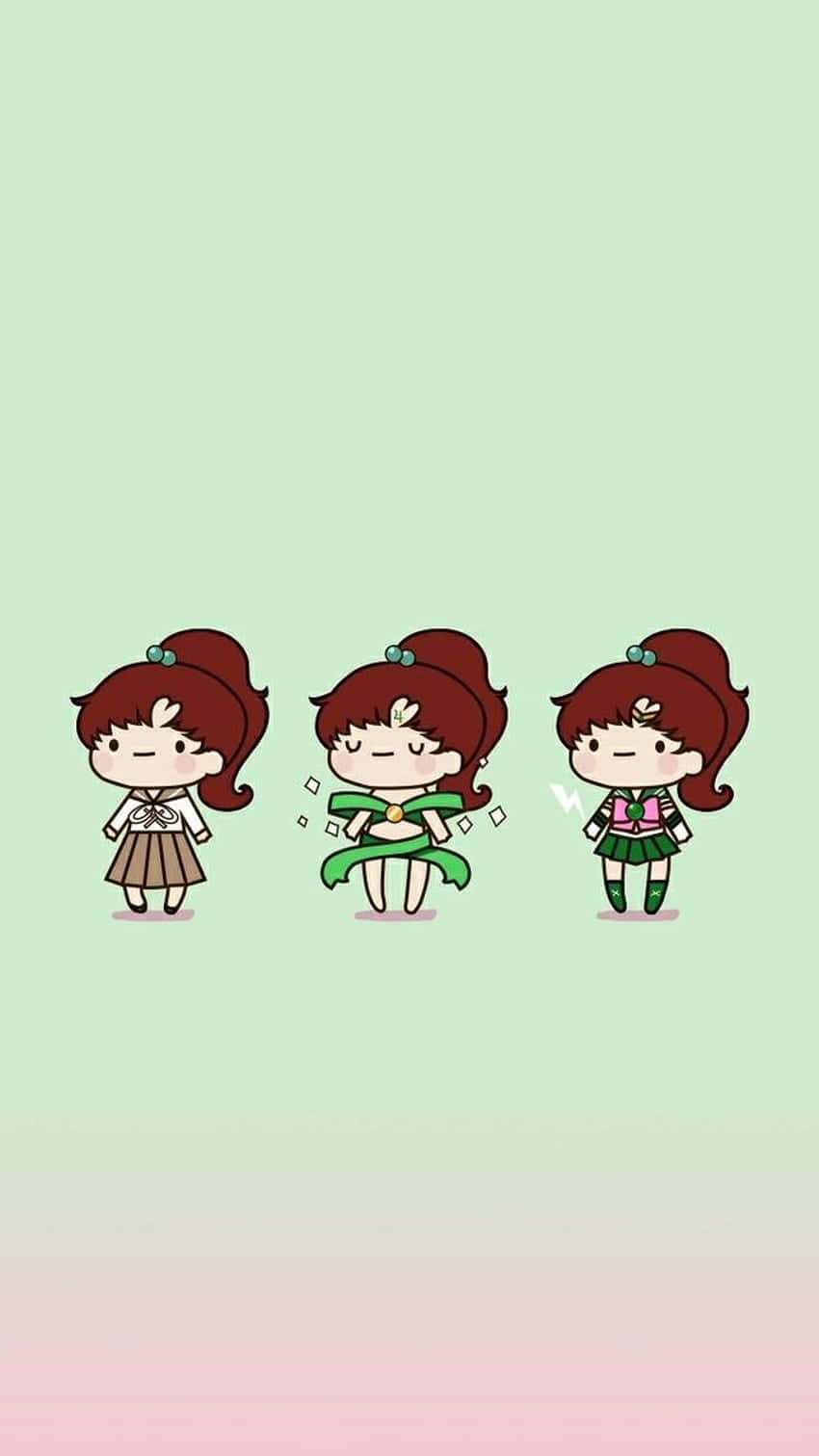 Sailor Jupiter, chibi anime girls, school uniforms, HD Phone Wallpaper