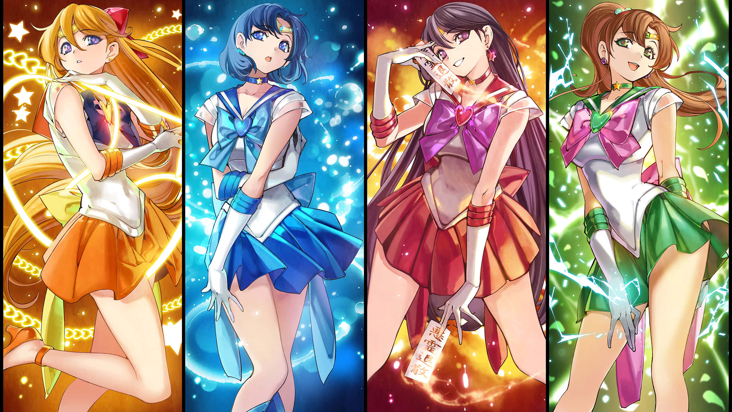 Sailor Jupiter, cosmic backgrounds, sailor uniforms, 2K Desktop Wallpaper