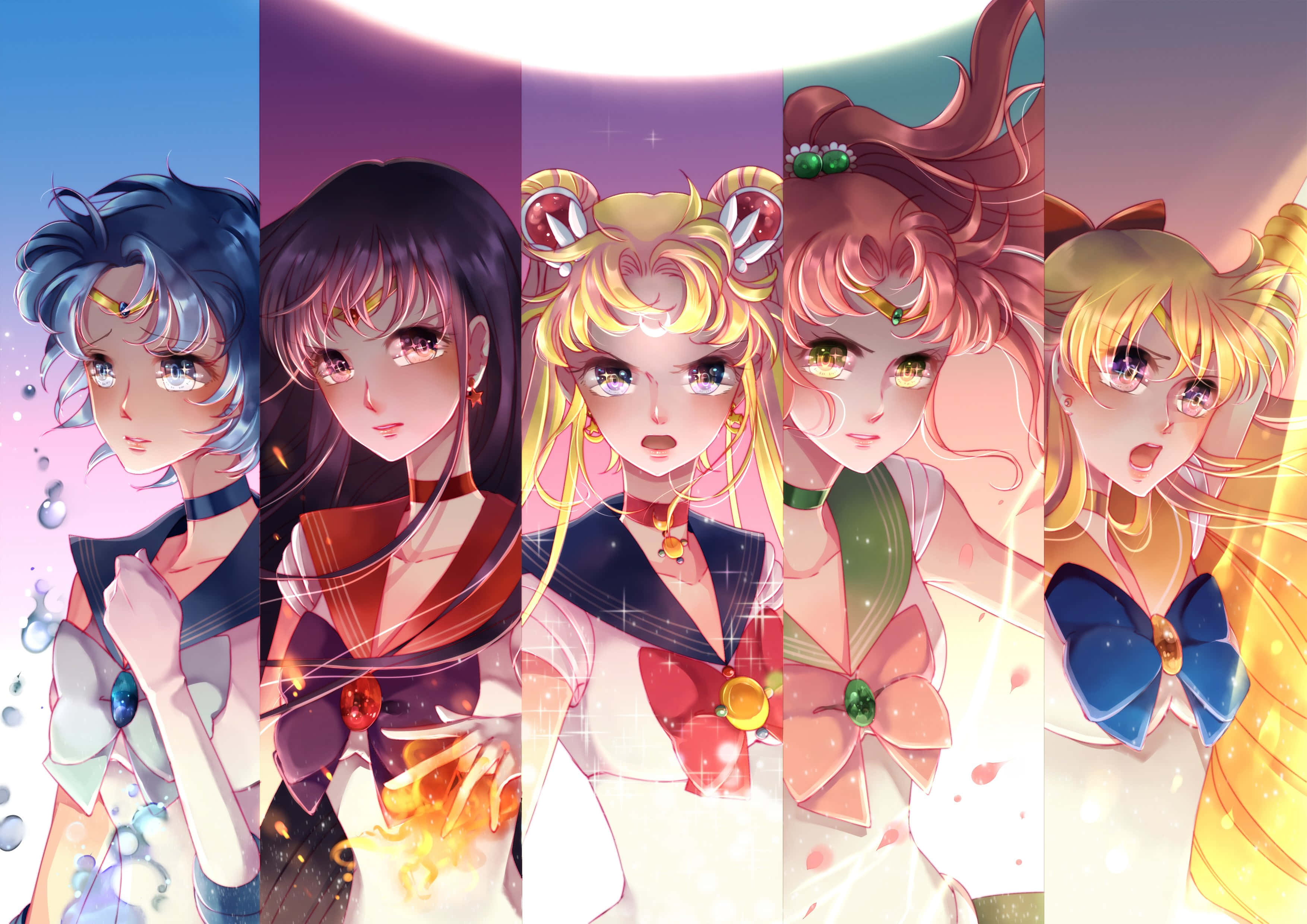 Sailor Jupiter, Sailor Moon, glowing moon, 2K Desktop Wallpaper