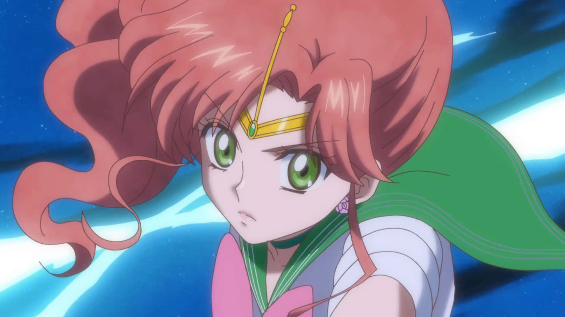 Sailor Jupiter, pink hair, green eyes, Full HD Desktop Wallpaper