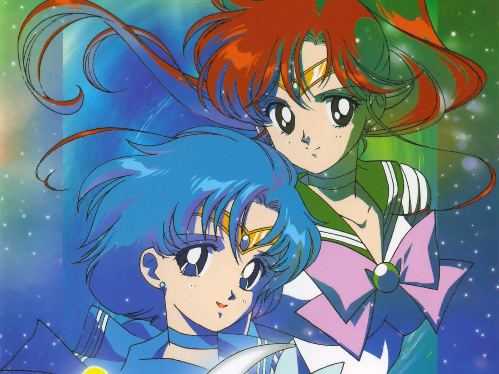 Sailor Jupiter, blue and red hair, starry cosmic backdrop, HD Desktop Wallpaper