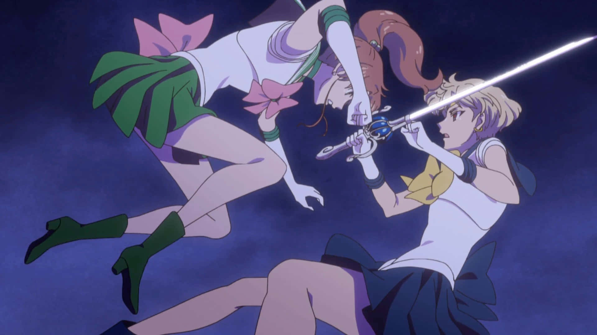 Sailor Jupiter, sailor uniforms, clash swords mid-air, Full HD Desktop Wallpaper