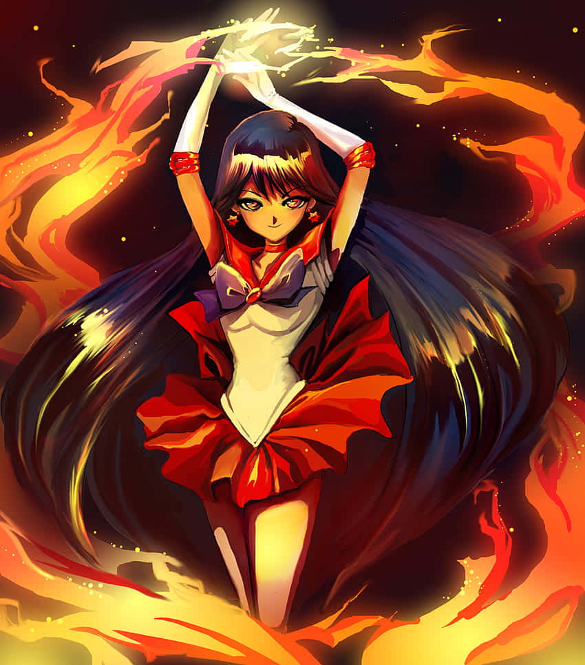 Sailor Mars, Sailor Moon, red sailor outfit, SD Phone Wallpaper