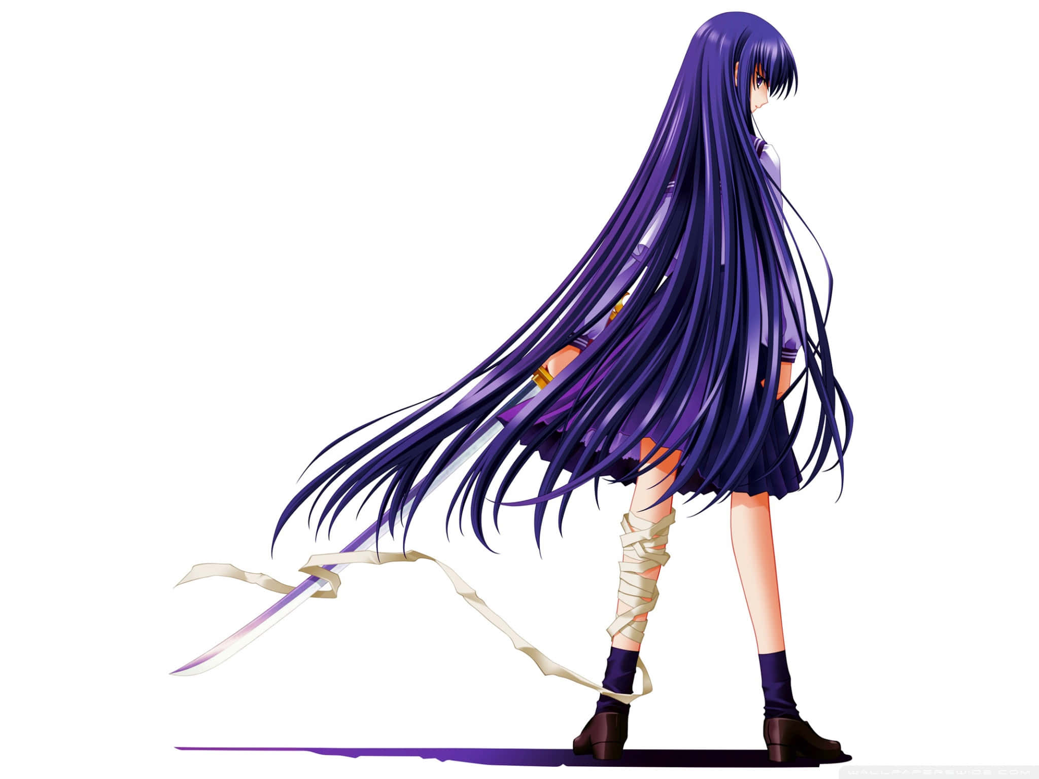 Sailor Mars, purple hair, bandaged leg, Full HD Desktop Wallpaper