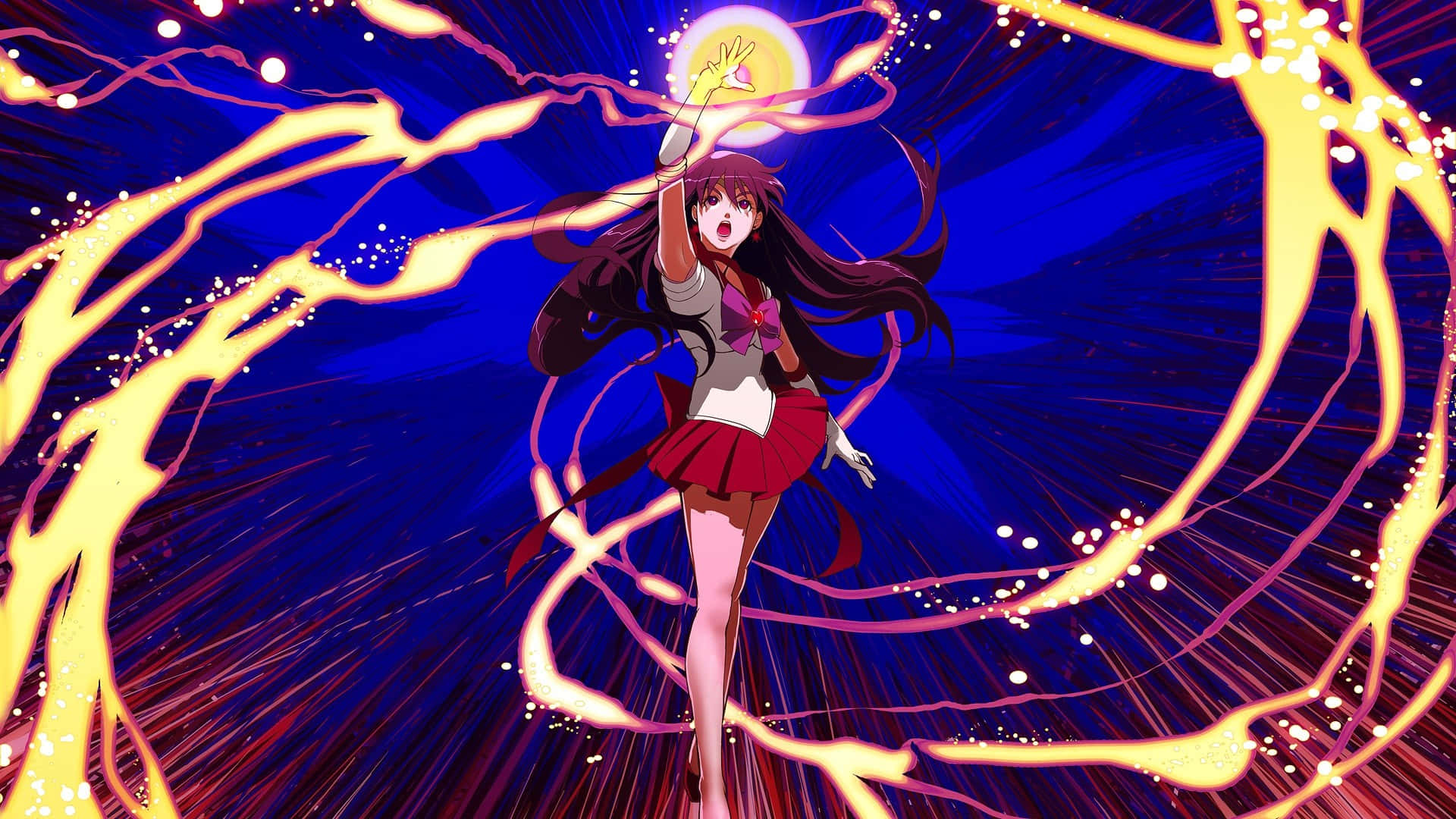 Sailor Mars, red skirt, school uniform, Full HD Desktop Wallpaper