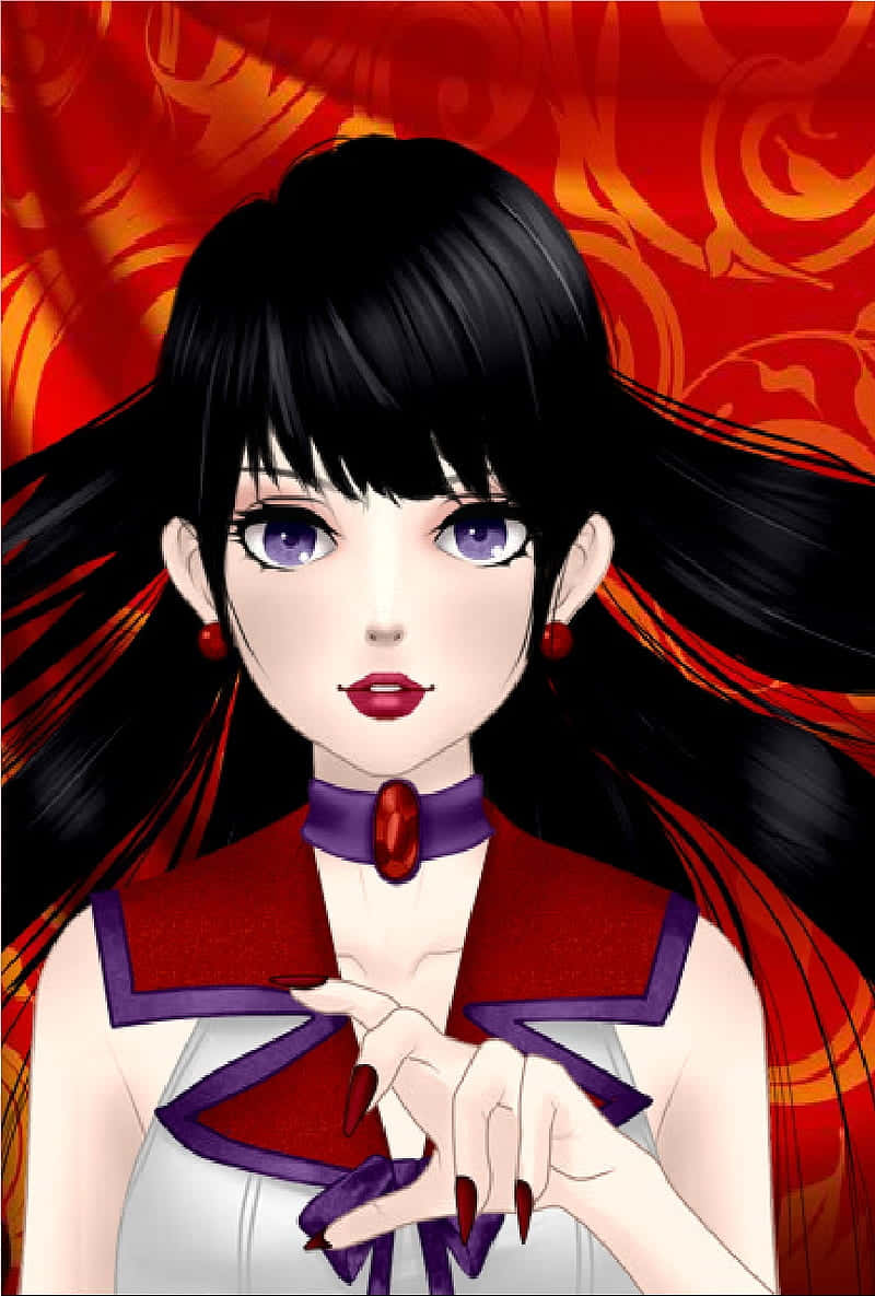 Sailor Mars, red and purple outfit, long black hair, SD Phone Wallpaper