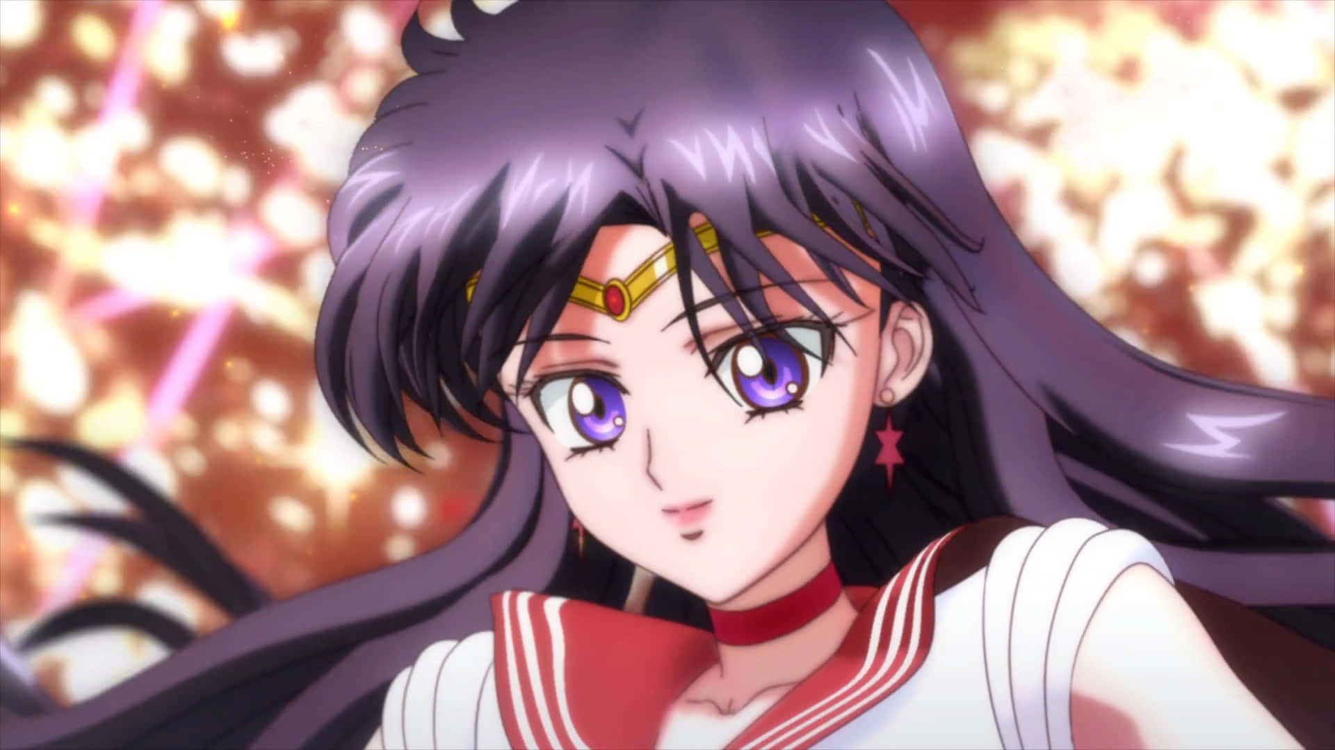 Sailor Mars, purple-haired, purple eyes, Full HD Desktop Wallpaper