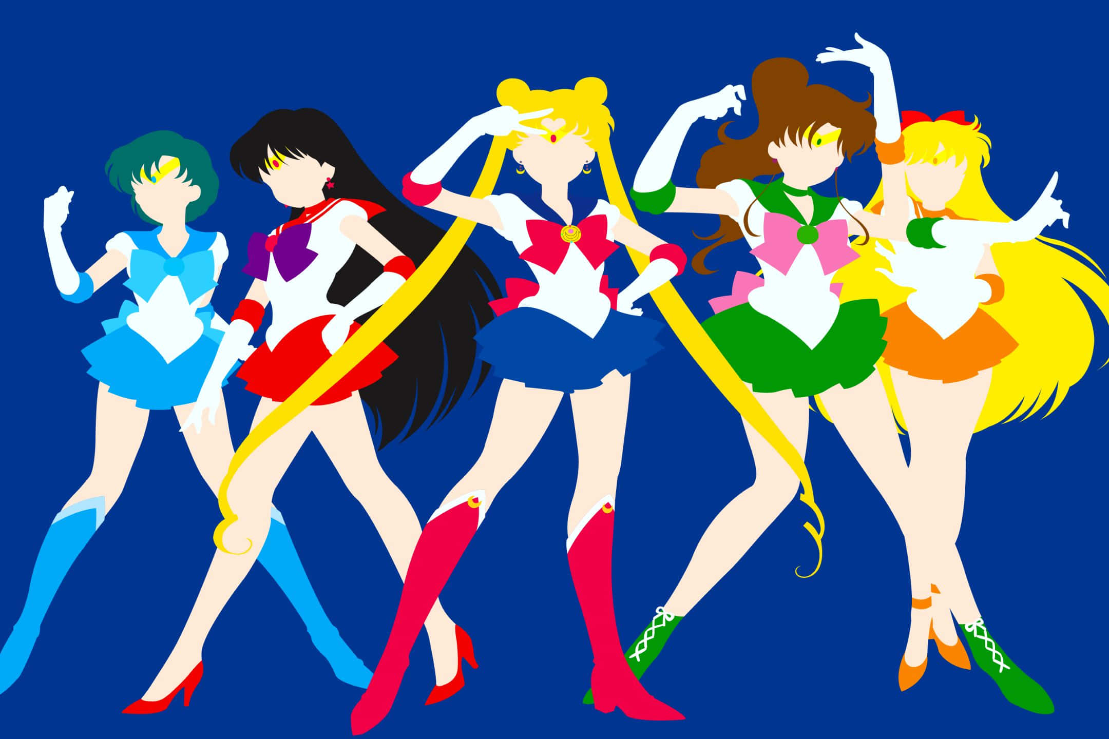 Sailor Mars, Sailor Moon, colorful uniforms, Full HD Desktop Wallpaper