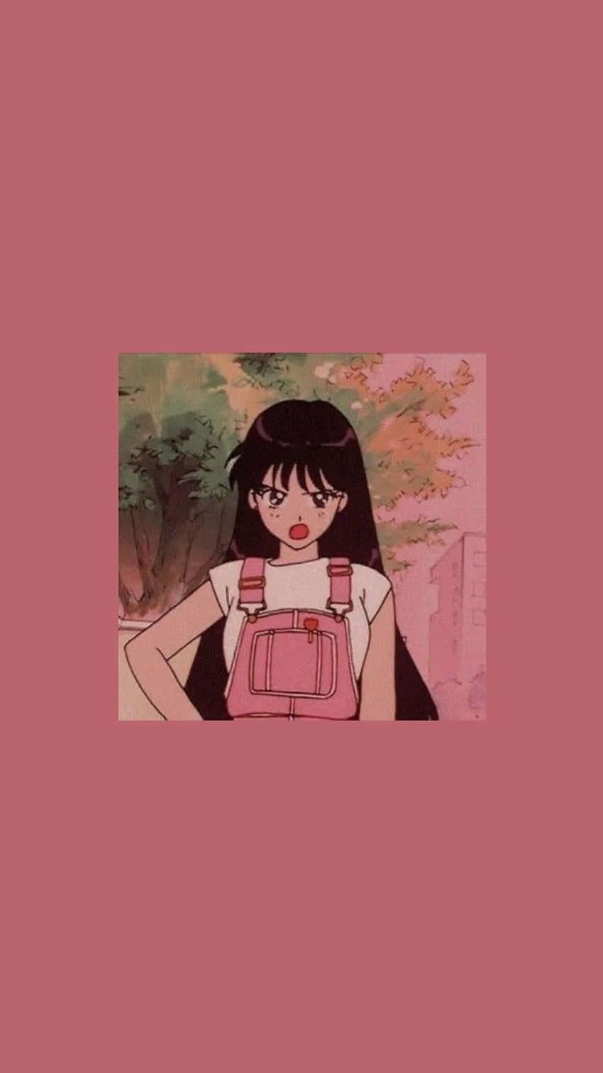 Sailor Mars, long black hair, pink overalls, HD Phone Wallpaper