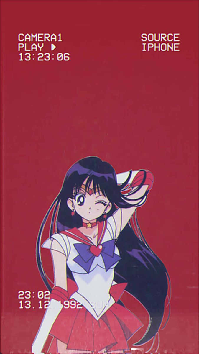 Sailor Mars, sailor uniform, red background, SD Phone Wallpaper