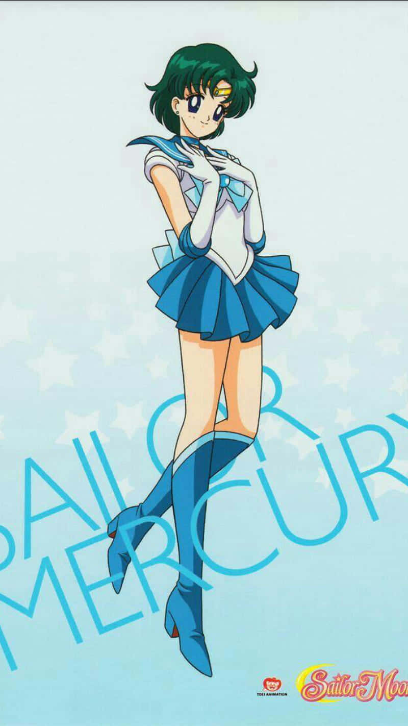 Sailor Mercury, blue and white sailor uniform, light blue starry background, HD Phone Wallpaper