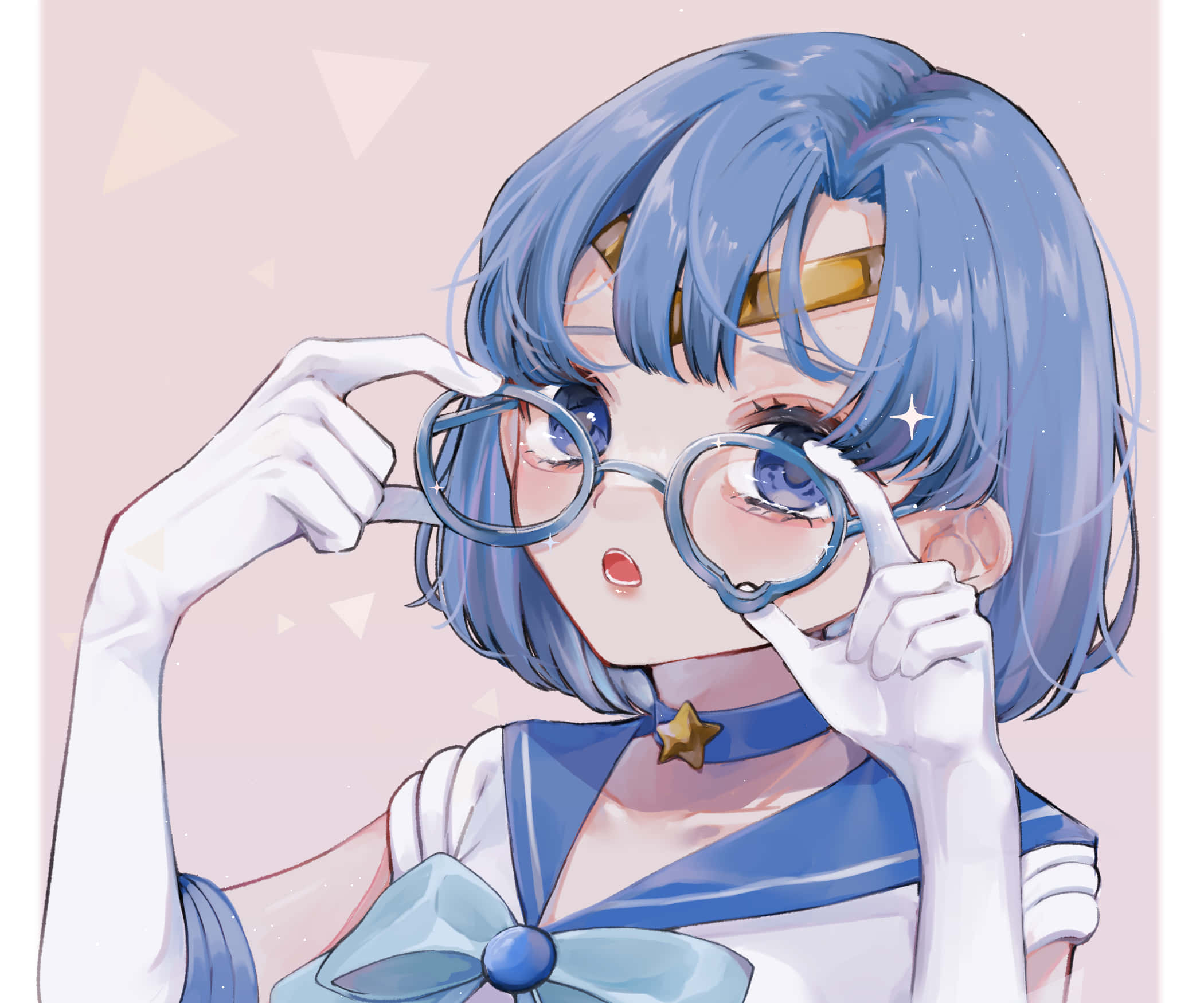 Sailor Mercury, blue-haired anime girl, glasses, Full HD Desktop Wallpaper
