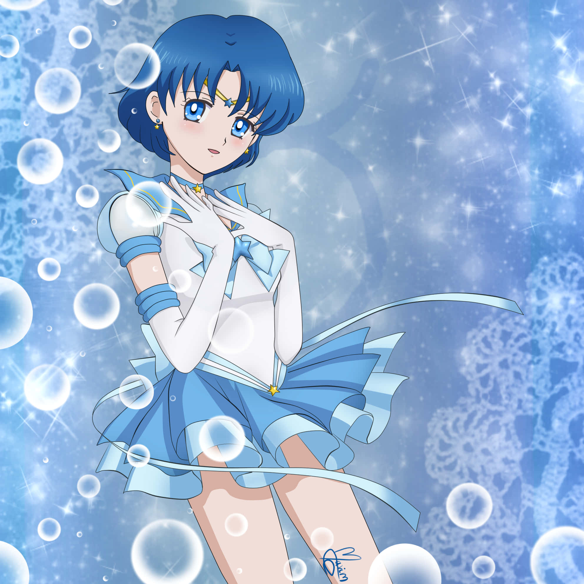 sailor mercury, sailor moon, blue-haired anime girl, Full HD Desktop Wallpaper