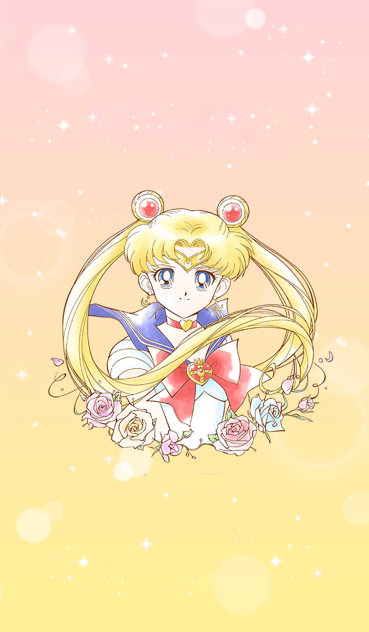 Sailor Moon, golden hair, red bow, SD Phone Wallpaper