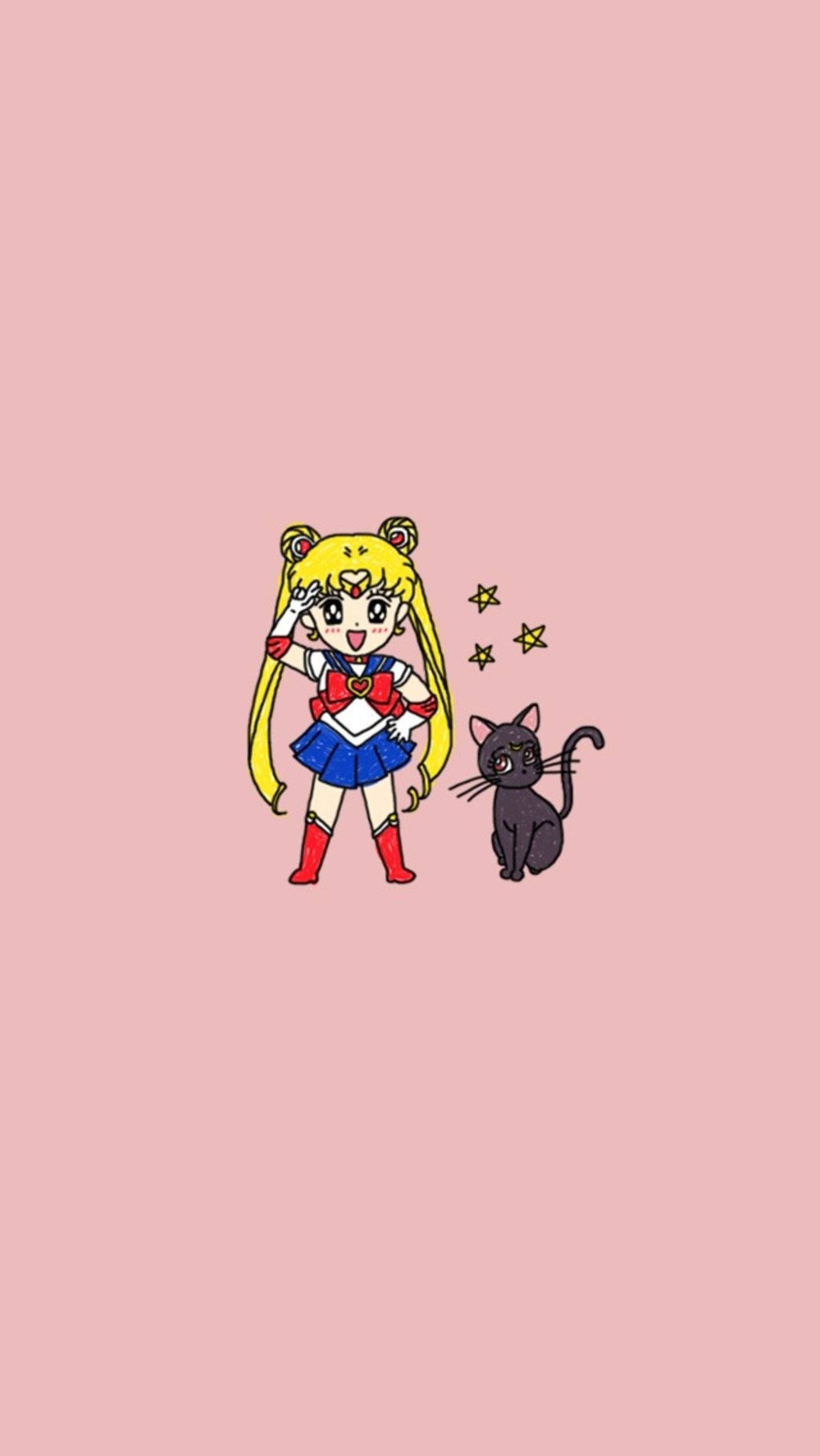 Sailor Moon, chibi, black cat, Full HD Phone Wallpaper