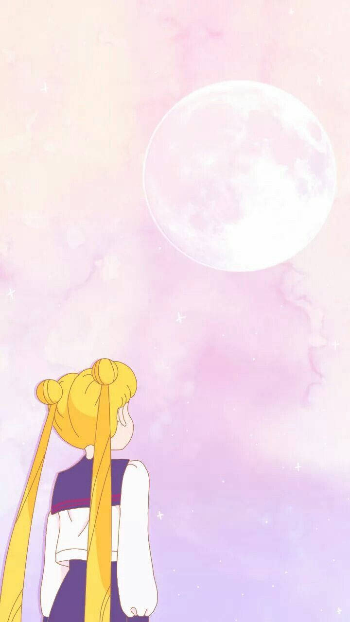 Sailor Moon, golden pigtails, full moon, HD Phone Wallpaper
