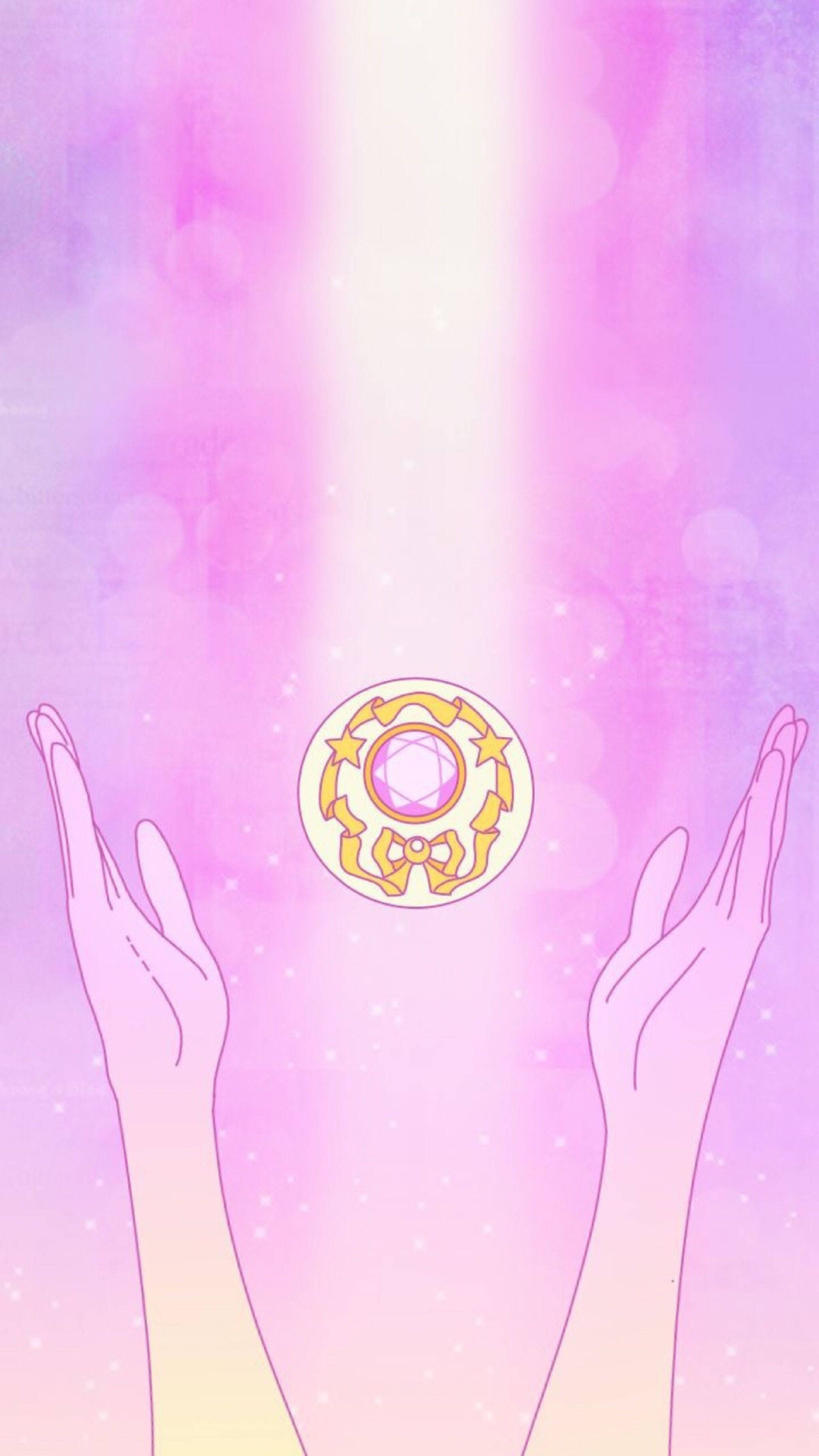 Sailor Moon, hands reaching for a jewel, glowing magical orb, 2K Phone Wallpaper