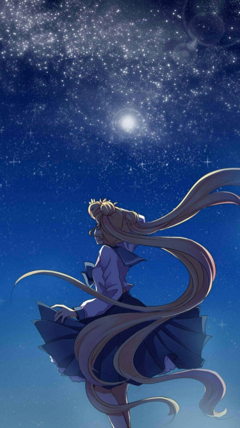 Sailor Moon, anime girl, starry night sky, HD Phone Wallpaper
