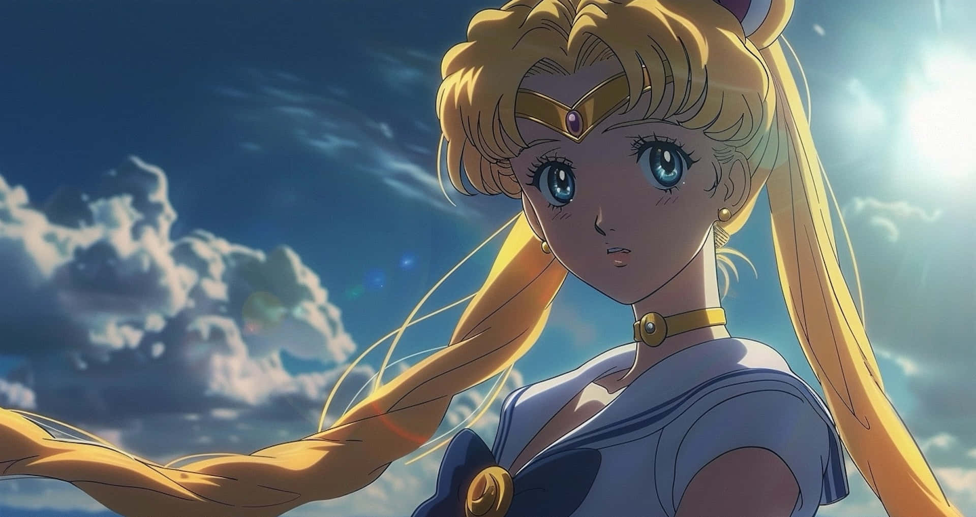 Sailor Moon, sunset, golden pigtails, Full HD Desktop Wallpaper