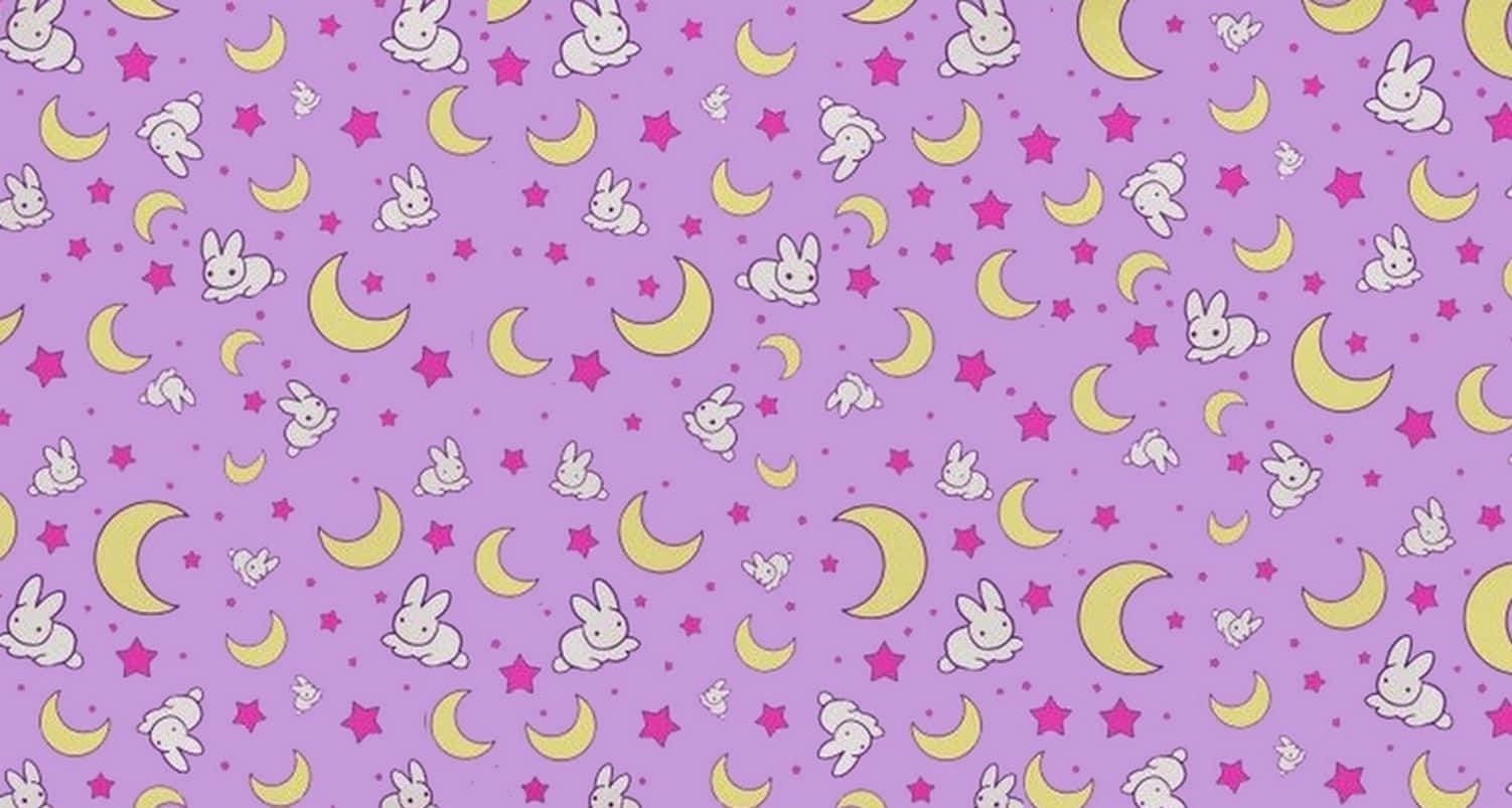 Sailor Moon Pattern, purple, white bunnies, HD Desktop Wallpaper