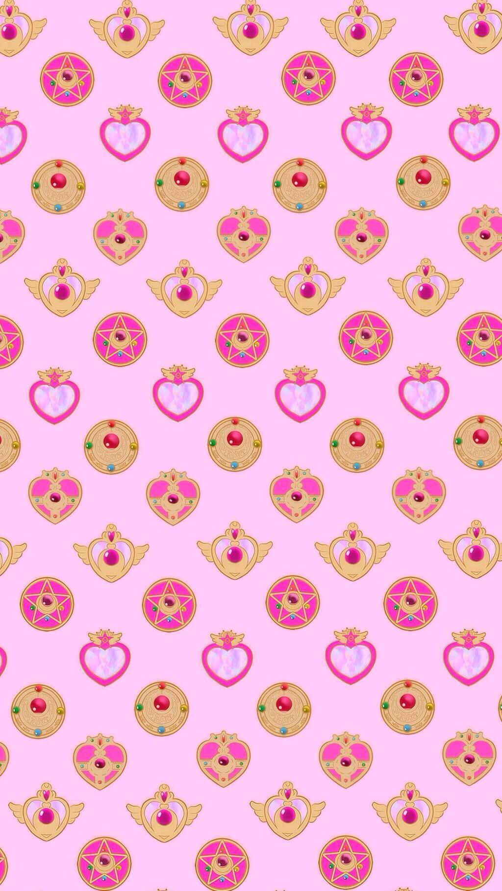 Sailor Moon Pattern, pink, gold, HD Phone Wallpaper