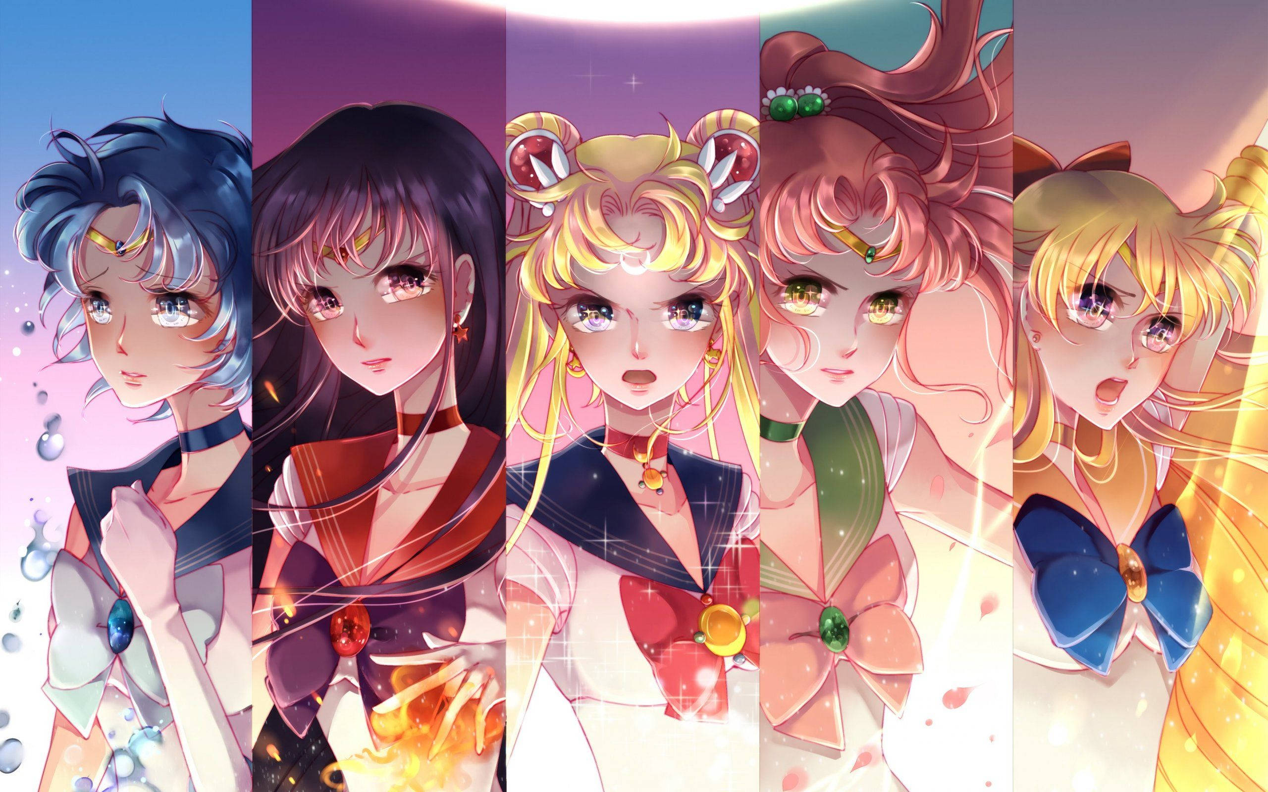 Sailor Moon, anime girls, sailor uniforms, 2K Desktop Wallpaper