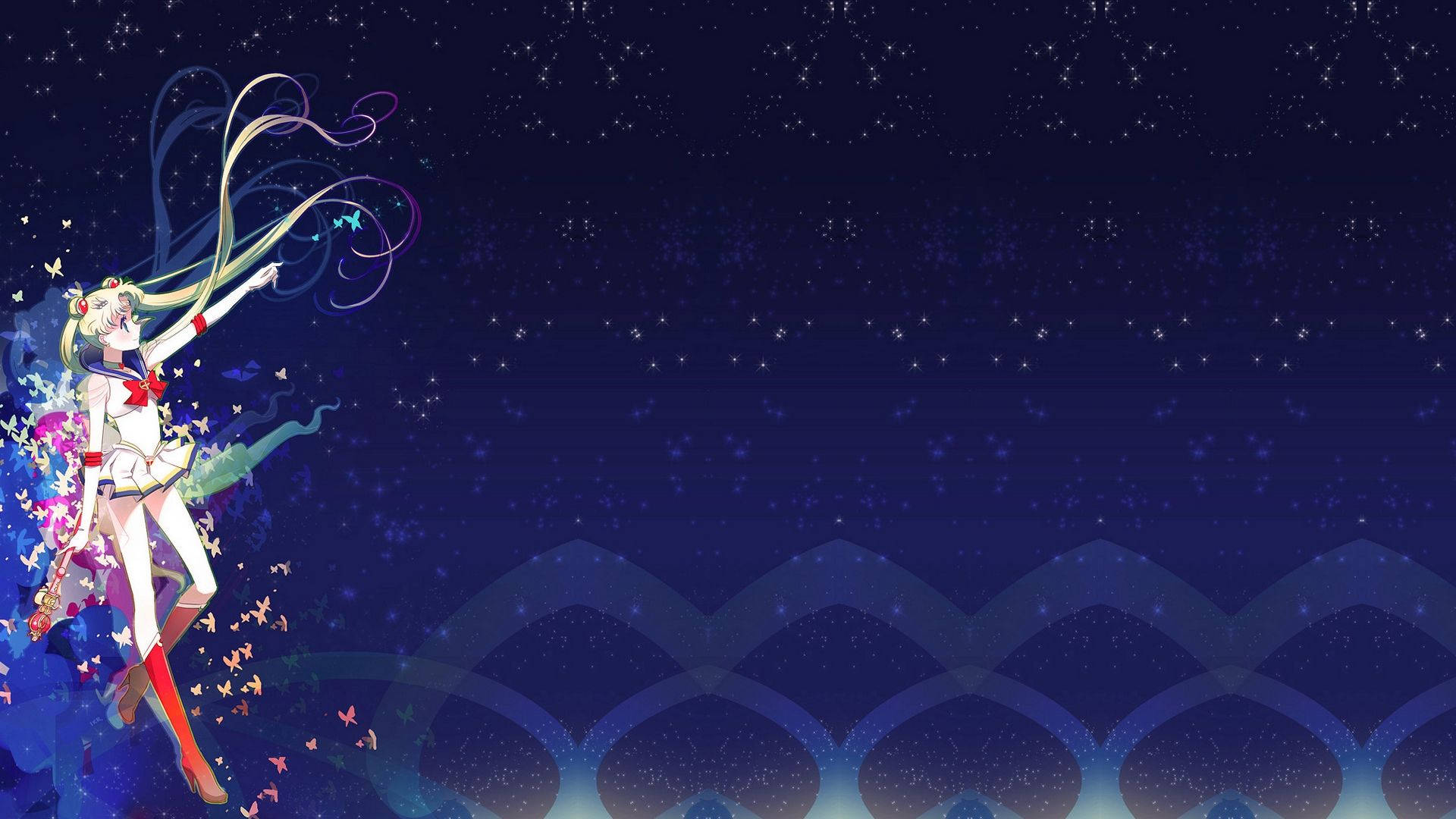 Sailor Moon, anime girl, flowing hair, Full HD Desktop Wallpaper