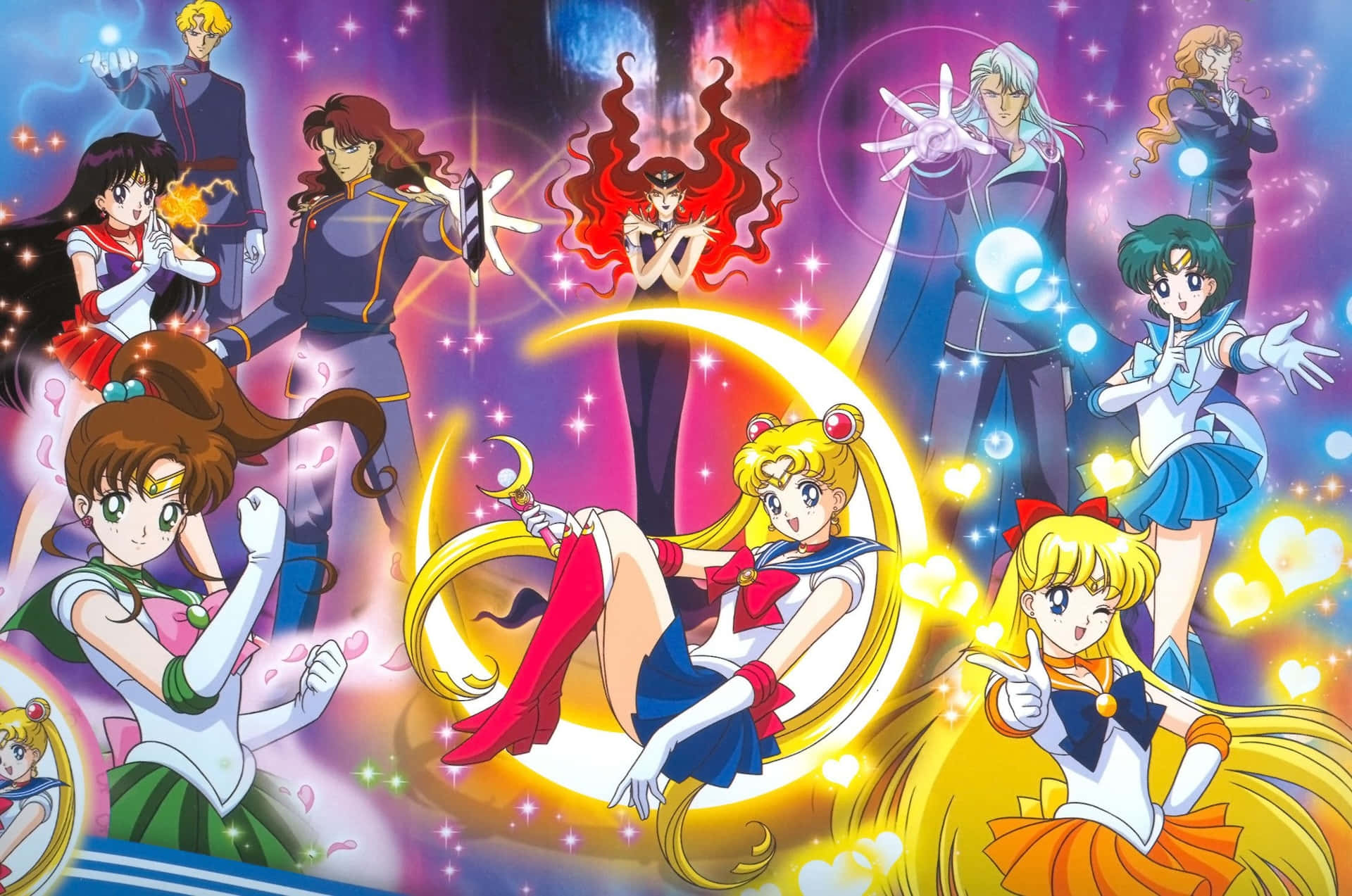 Sailor Moon, Group Pose, magical outfits, Full HD Desktop Wallpaper