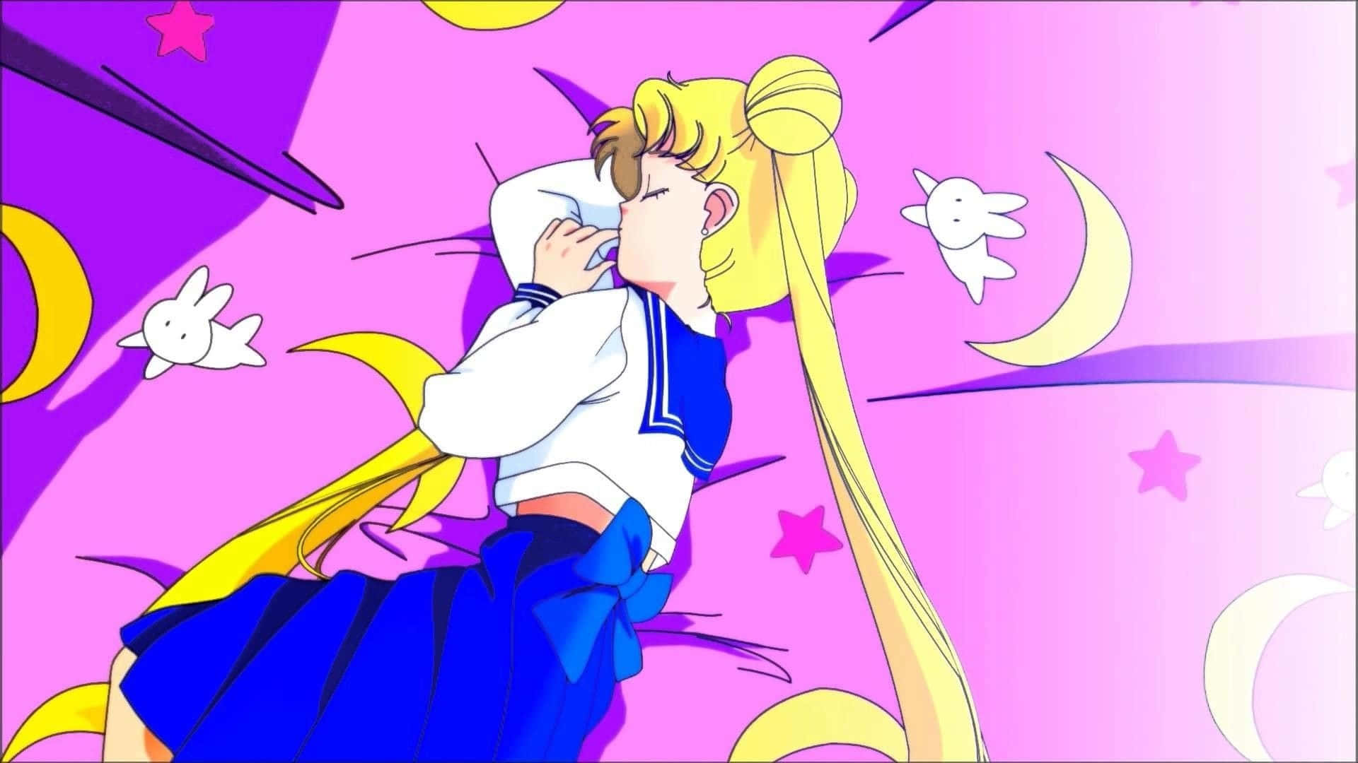 Sailor Moon, anime girl, long blonde hair, Full HD Desktop Wallpaper