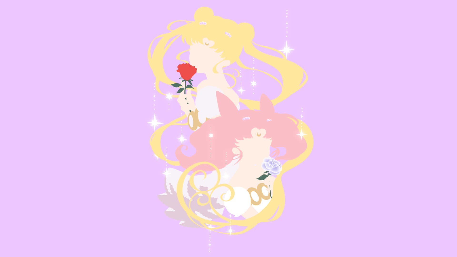 Sailor Moon, golden hair, red rose, Full HD Desktop Wallpaper