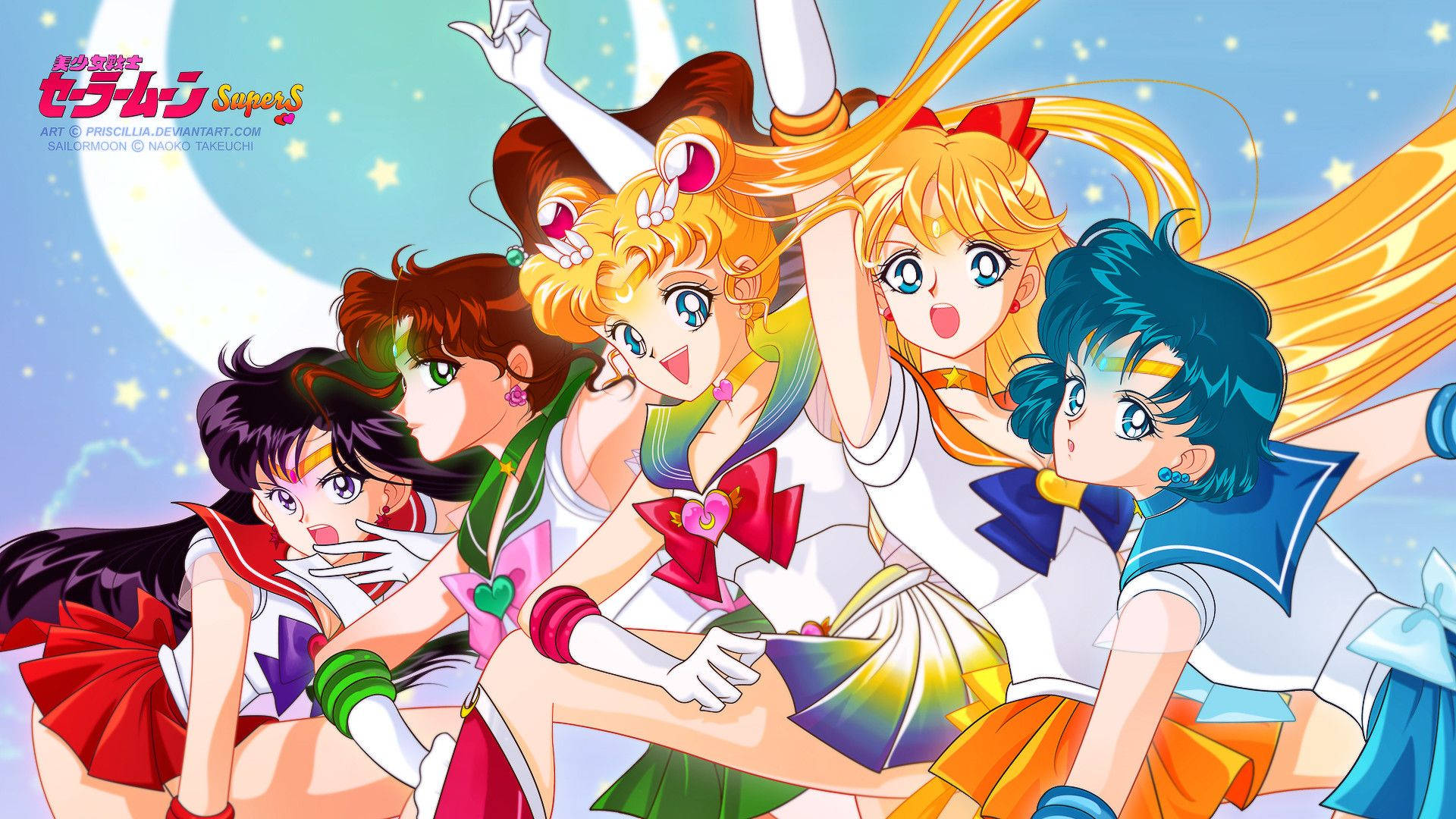 Sailor Moon, friends, anime heroines, Full HD Desktop Wallpaper