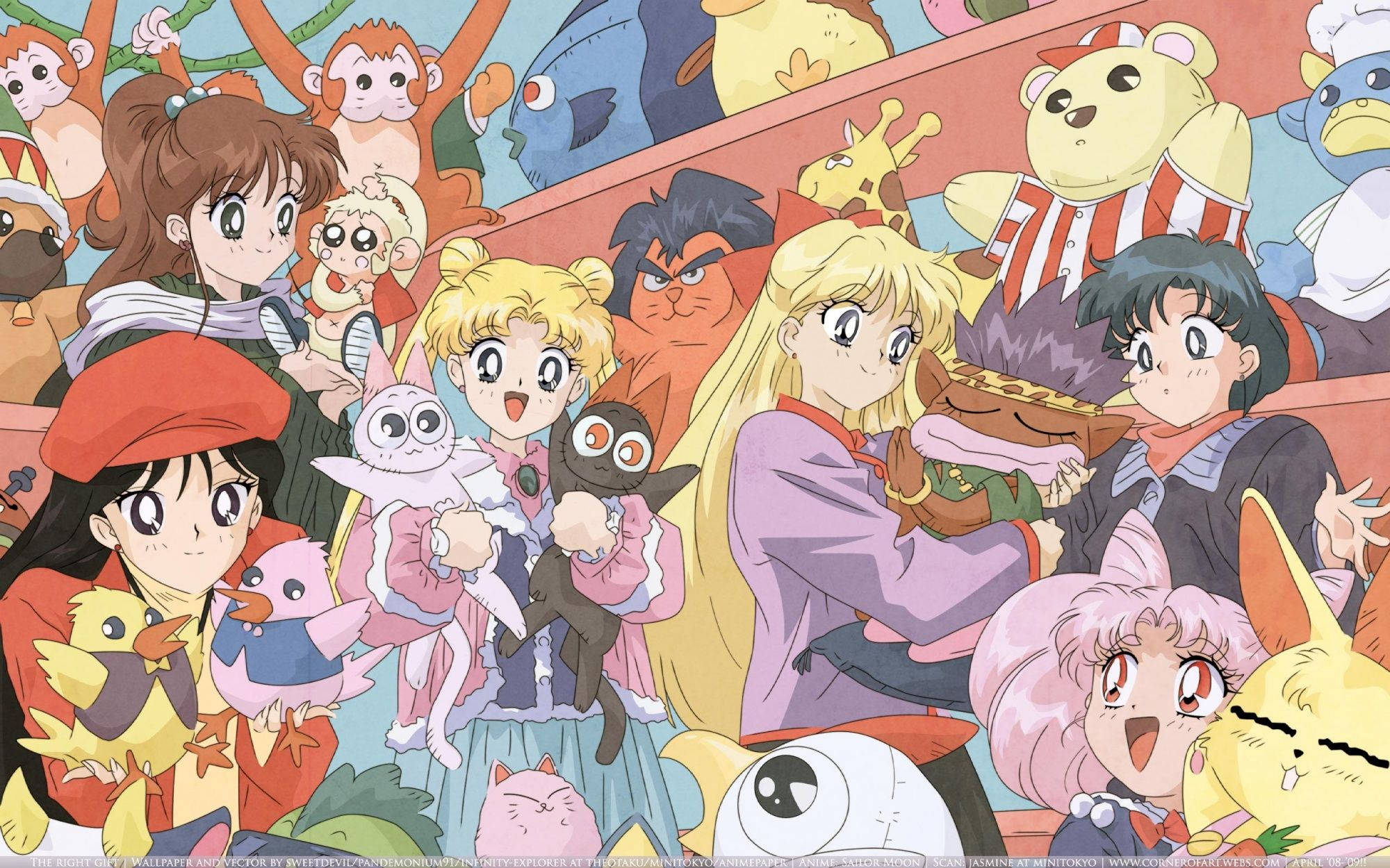 Sailor Moon, anime illustration, diverse characters, Full HD Desktop Wallpaper