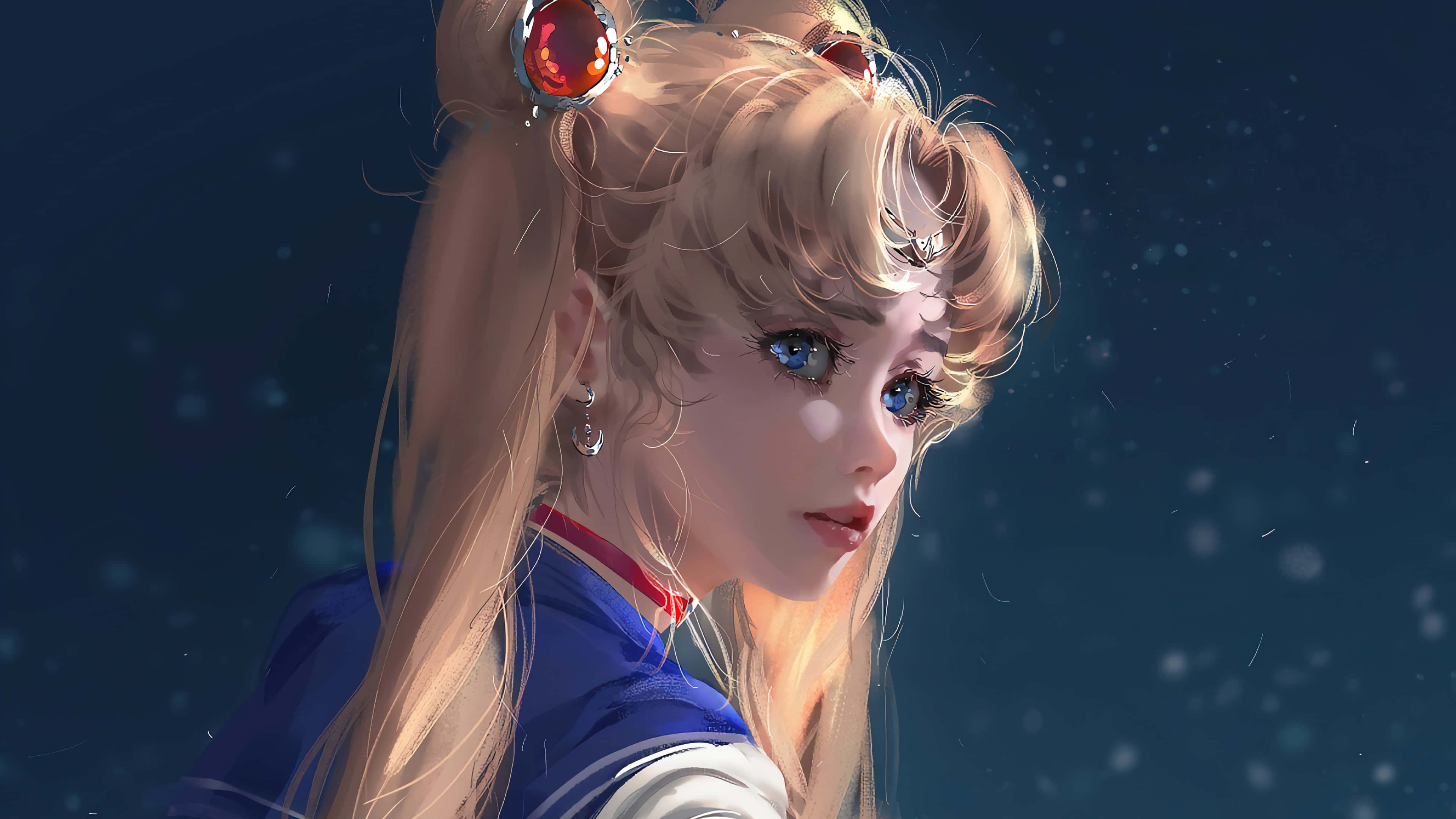 Sailor Moon, blonde pigtails, blue eyes, 4K Desktop Wallpaper