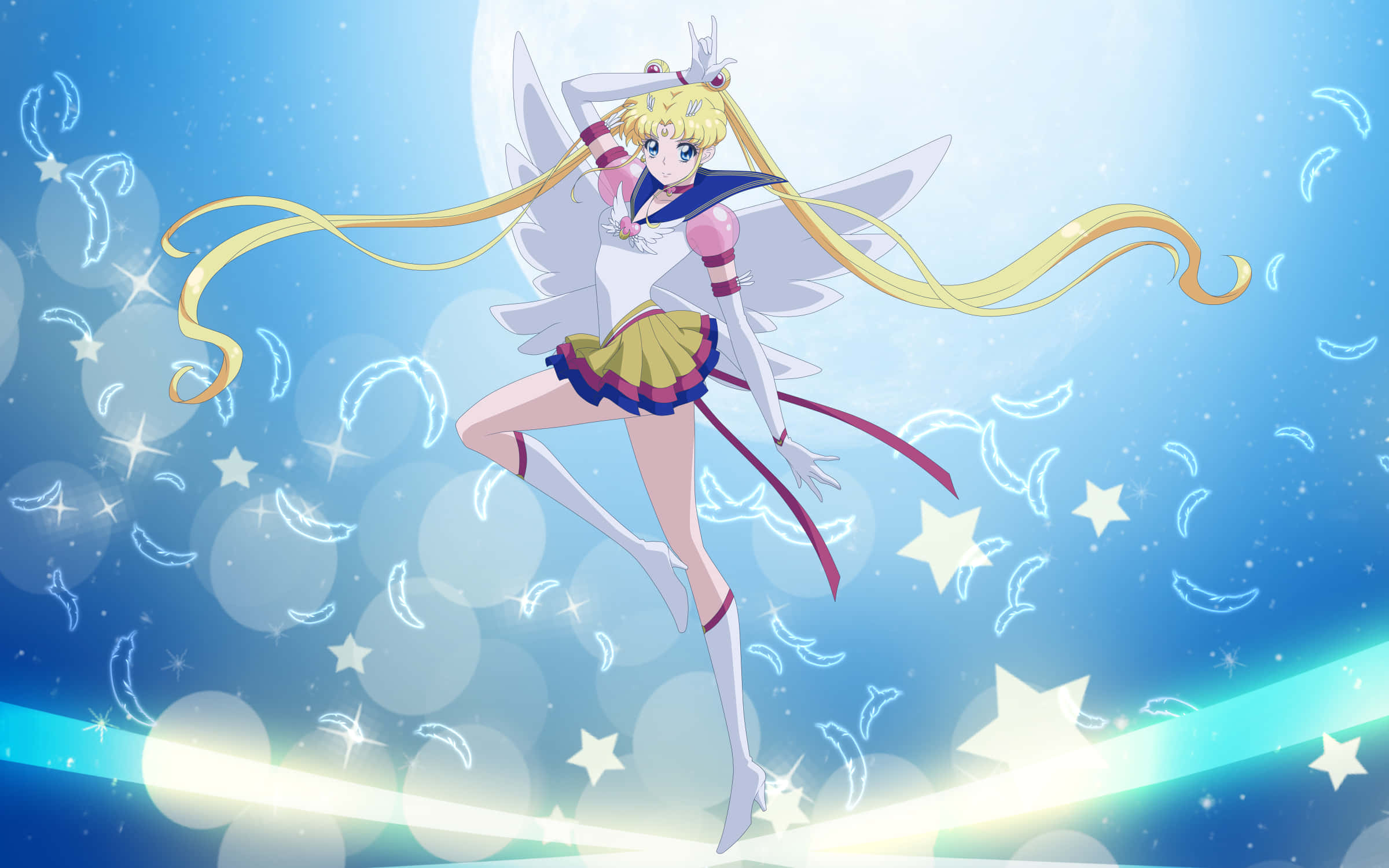 Sailor Moon, blonde anime girl, wings, Full HD Desktop Wallpaper