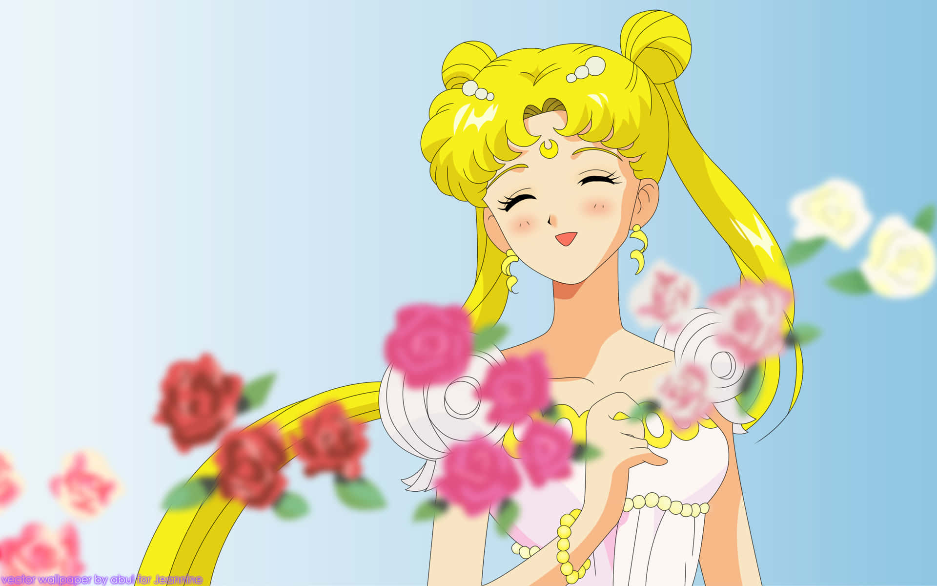 Sailor Moon, golden hair, white dress, Full HD Desktop Wallpaper