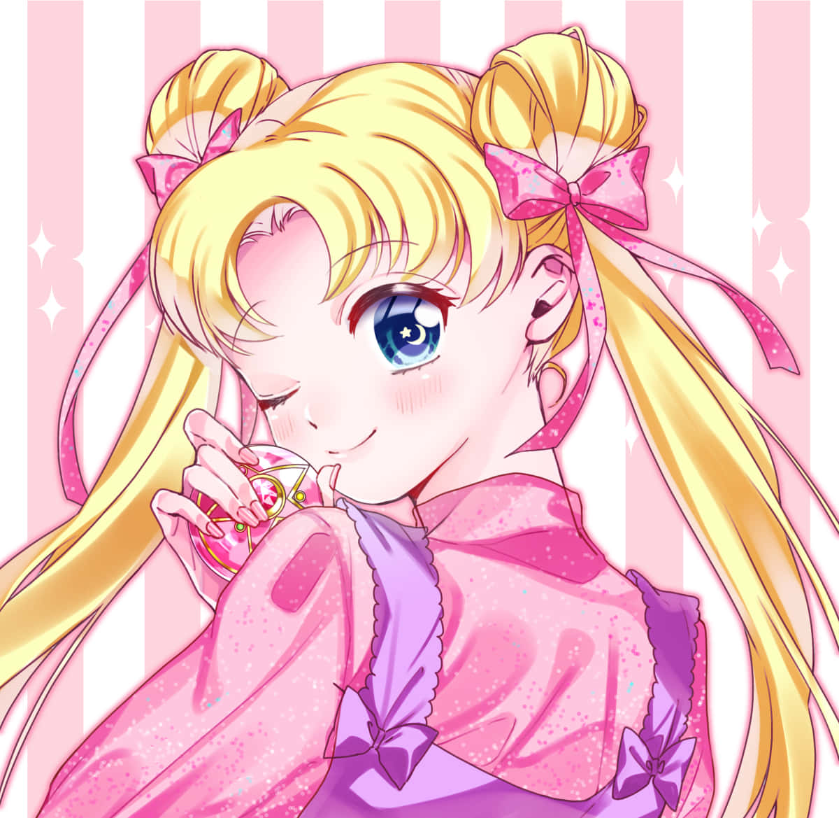Sailor Moon, pink, golden pigtails, SD Desktop Wallpaper