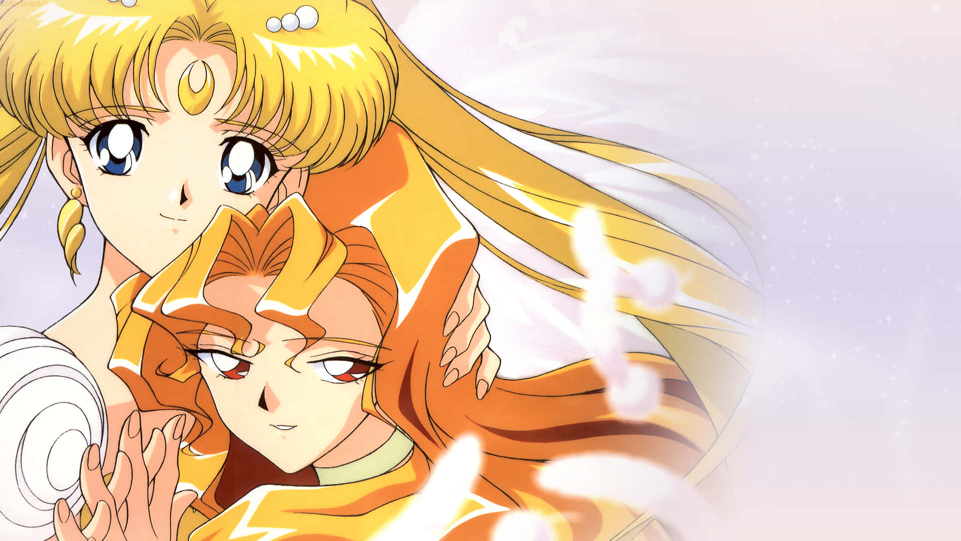 Sailor Moon, golden hair, orange outfits, Full HD Desktop Wallpaper
