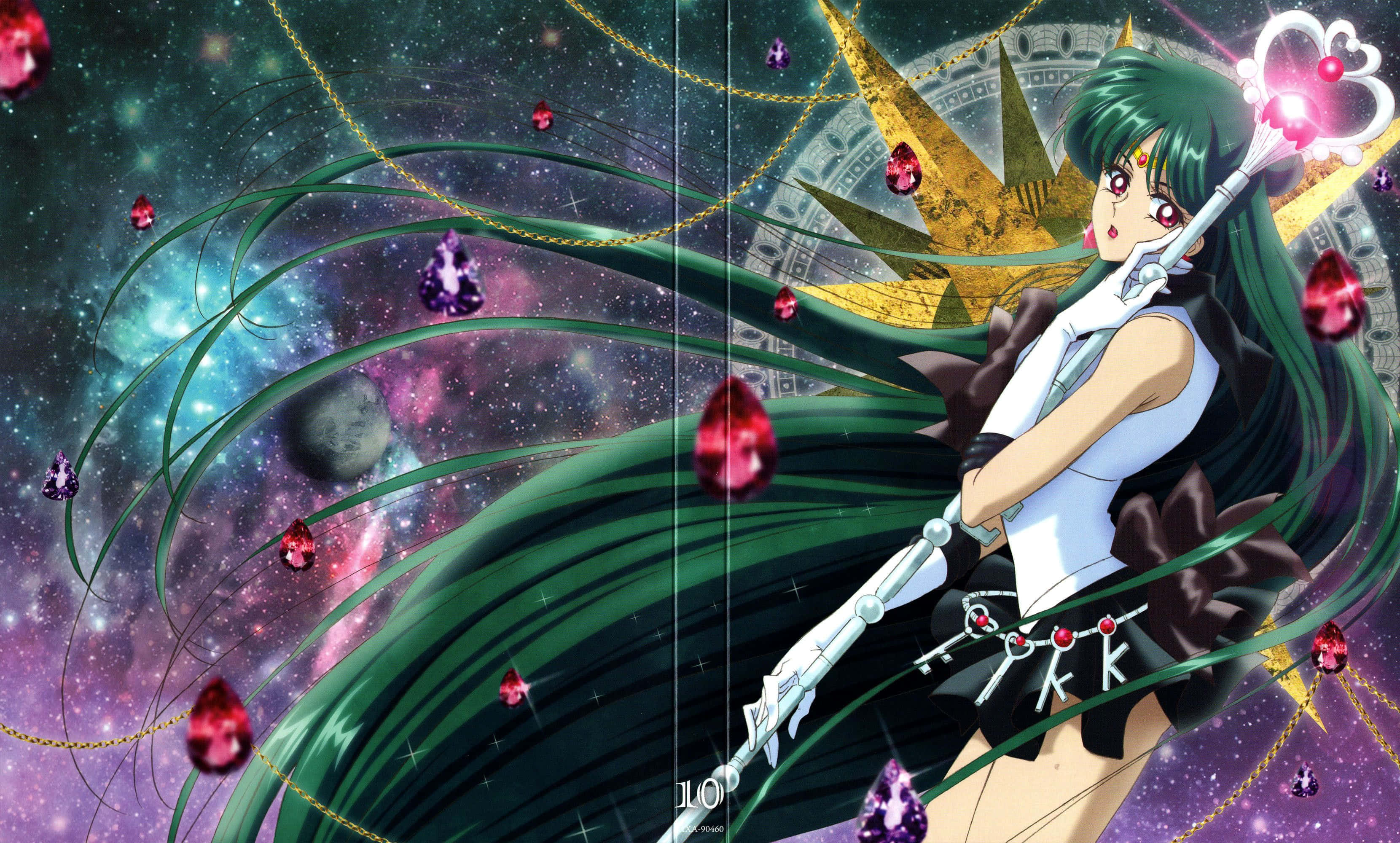 Sailor Pluto, Sailor Moon, green hair, 2K Desktop Wallpaper